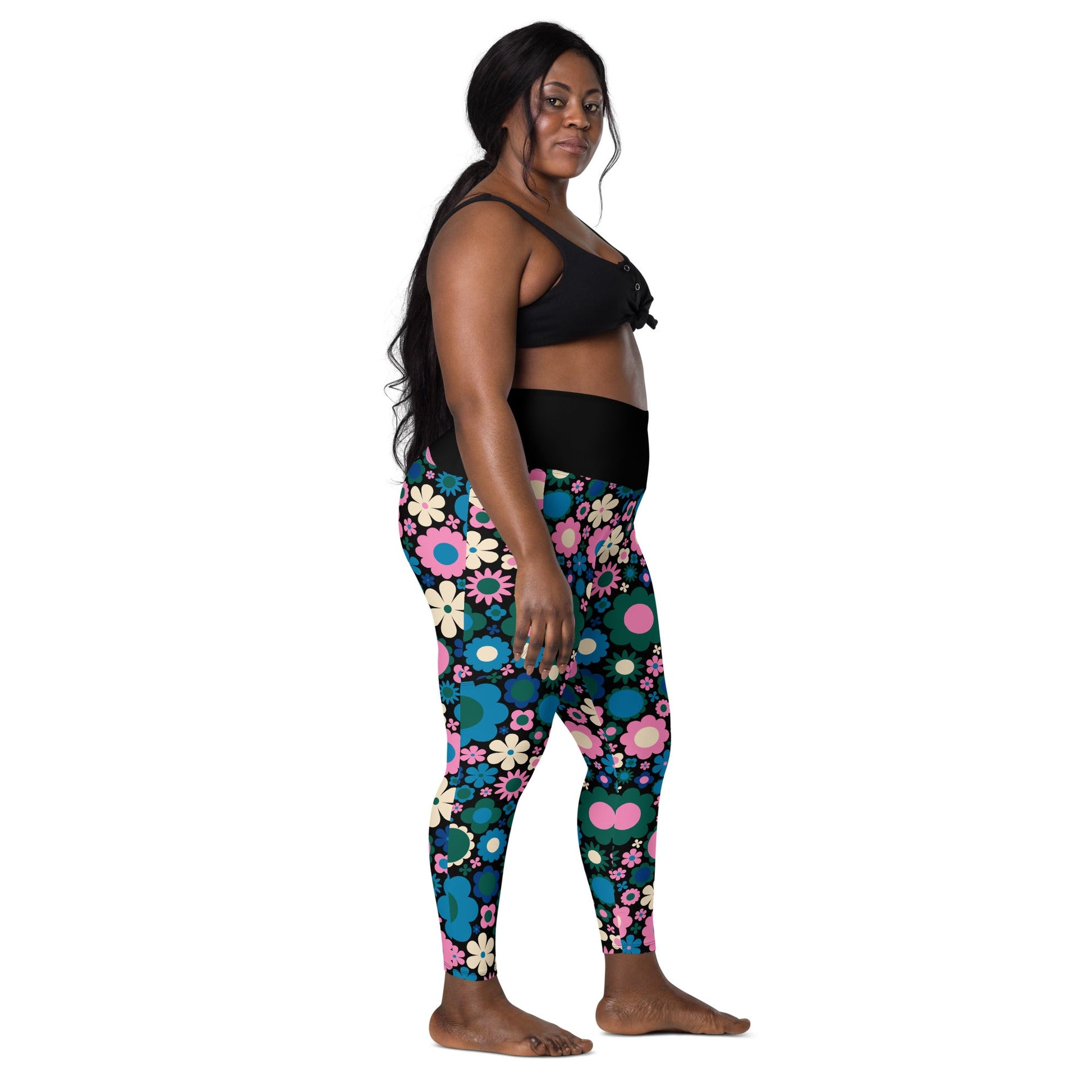 Leggings With Pockets - BLOOMPOP blue pink