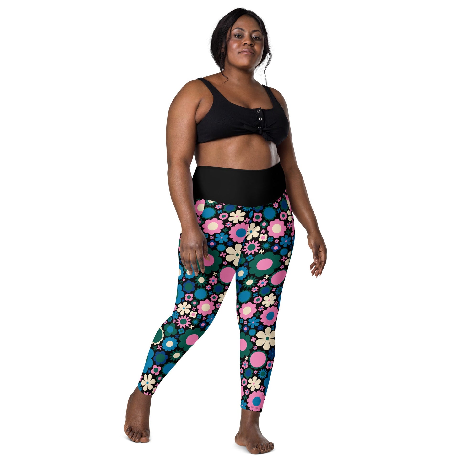 Leggings With Pockets - BLOOMPOP blue pink