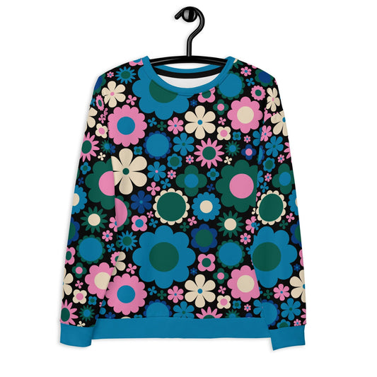 Sweatshirt - BLOOMPOP blue pink - Colorful bloom print 3XL