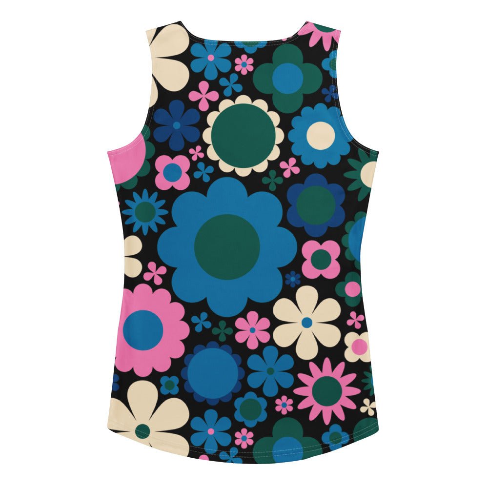 Tank top - BLOOMPOP blue pink - Colorful bloom print XL