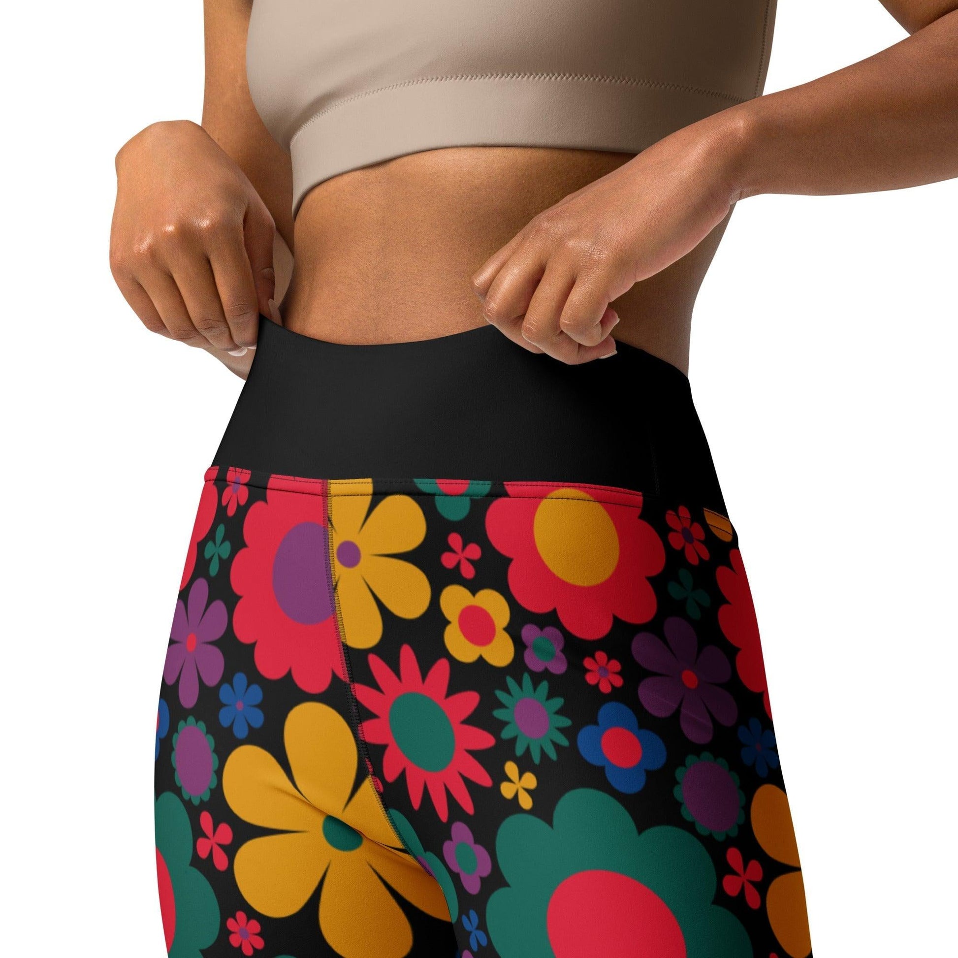 Yoga leggings -2- BLOOMPOP misty - Colorful bloom print