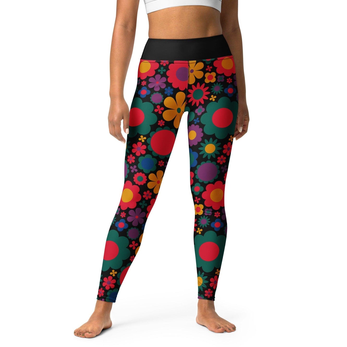 Yoga leggings -2- BLOOMPOP misty - Colorful bloom print XL