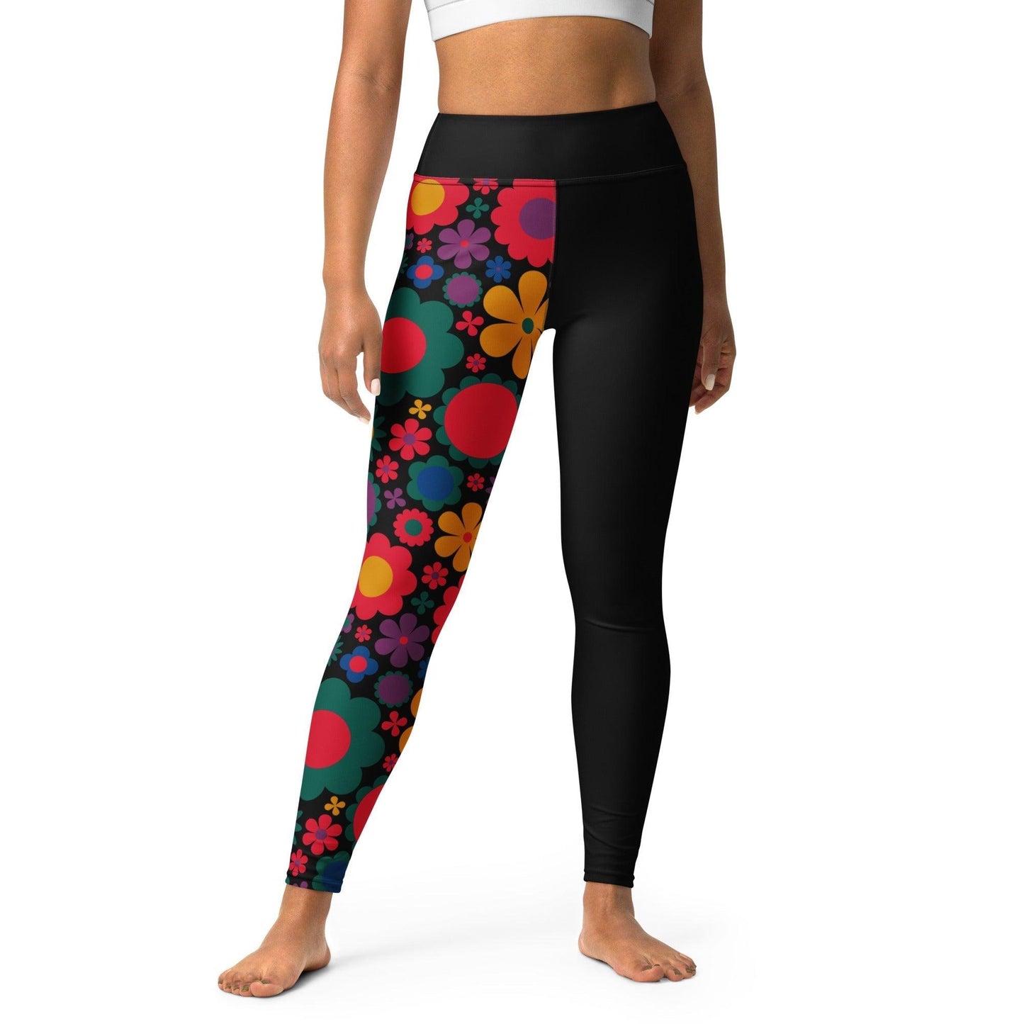 Yoga leggings - BLOOMPOP misty - Colorful bloom print XL
