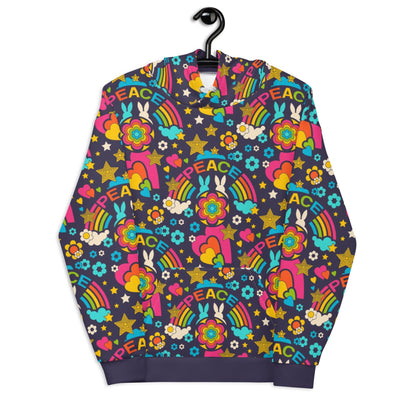 Hoodie - BUNNY PEACE dark blue - Bunnies and peace print 6XL