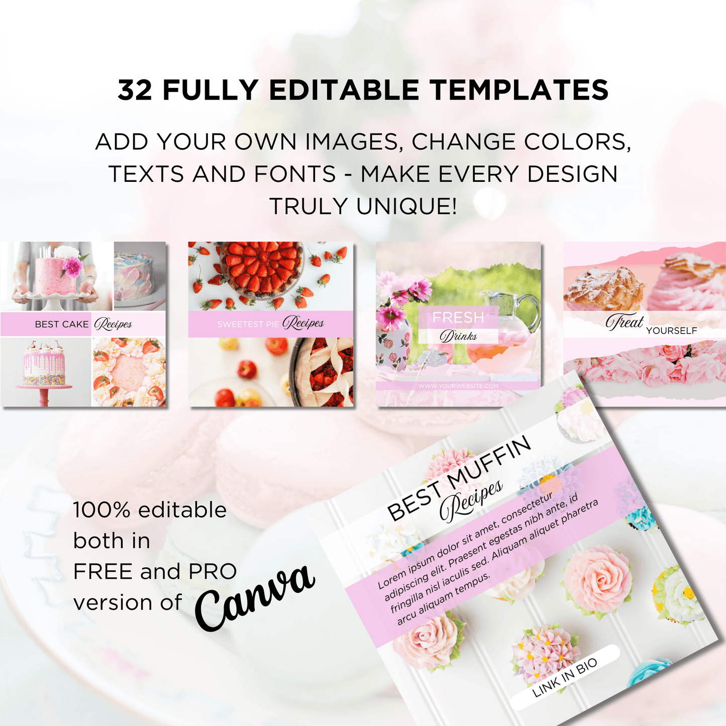 Canva Templates - Instagram Post Pink (food theme)