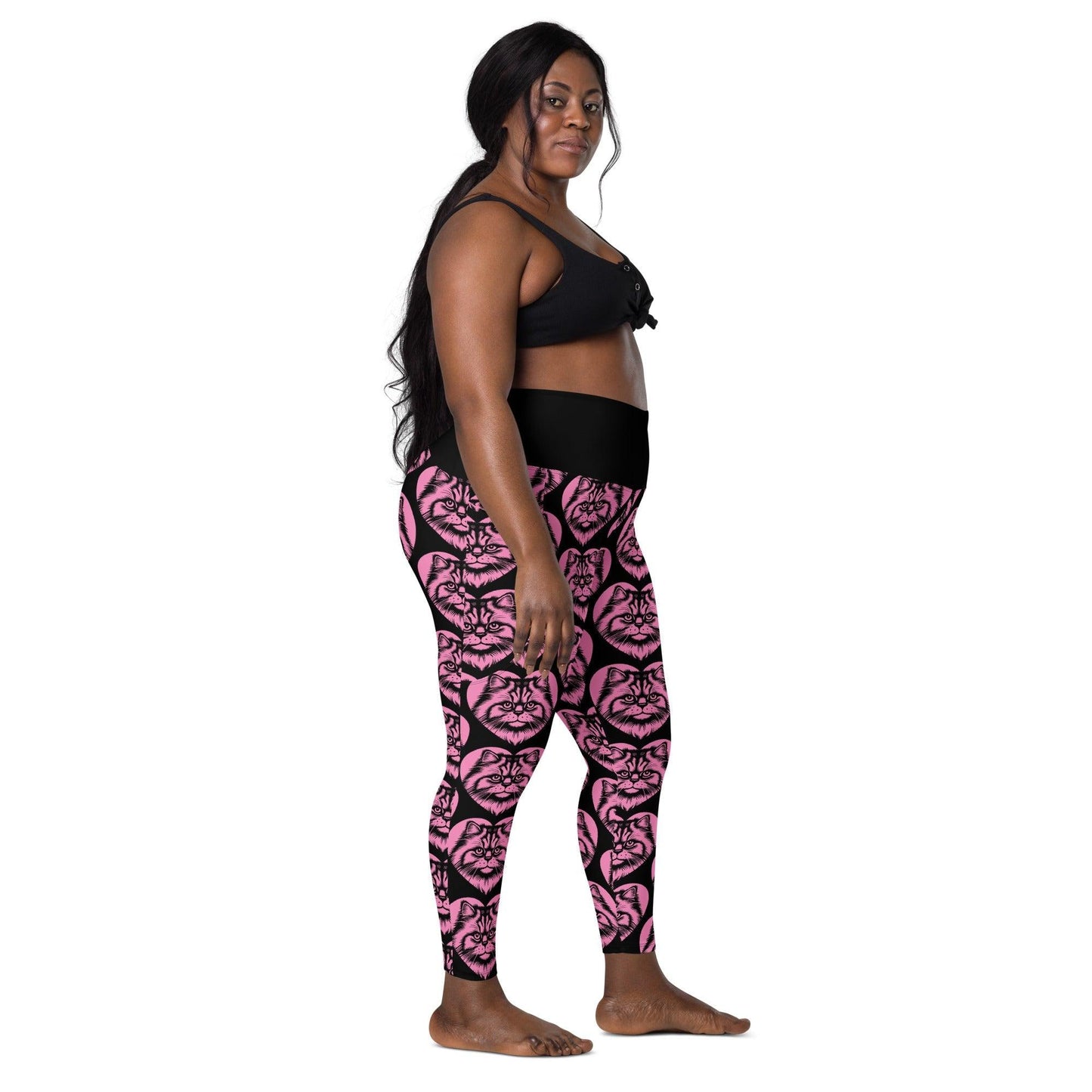Cat breed leggings with pockets - BRITISH LONGHAIR - HERTTAHOUND - pink