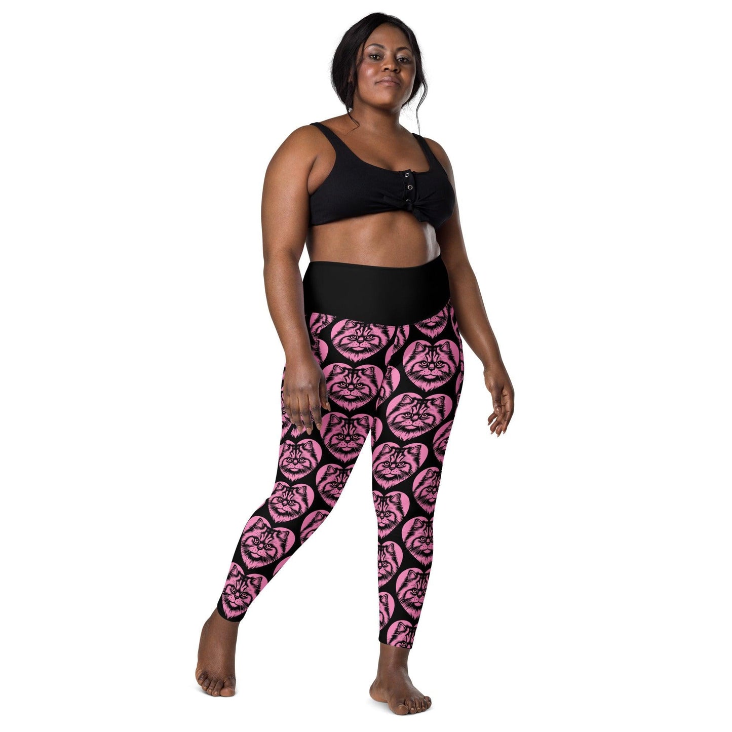 Cat breed leggings with pockets - BRITISH LONGHAIR - HERTTAHOUND - pink
