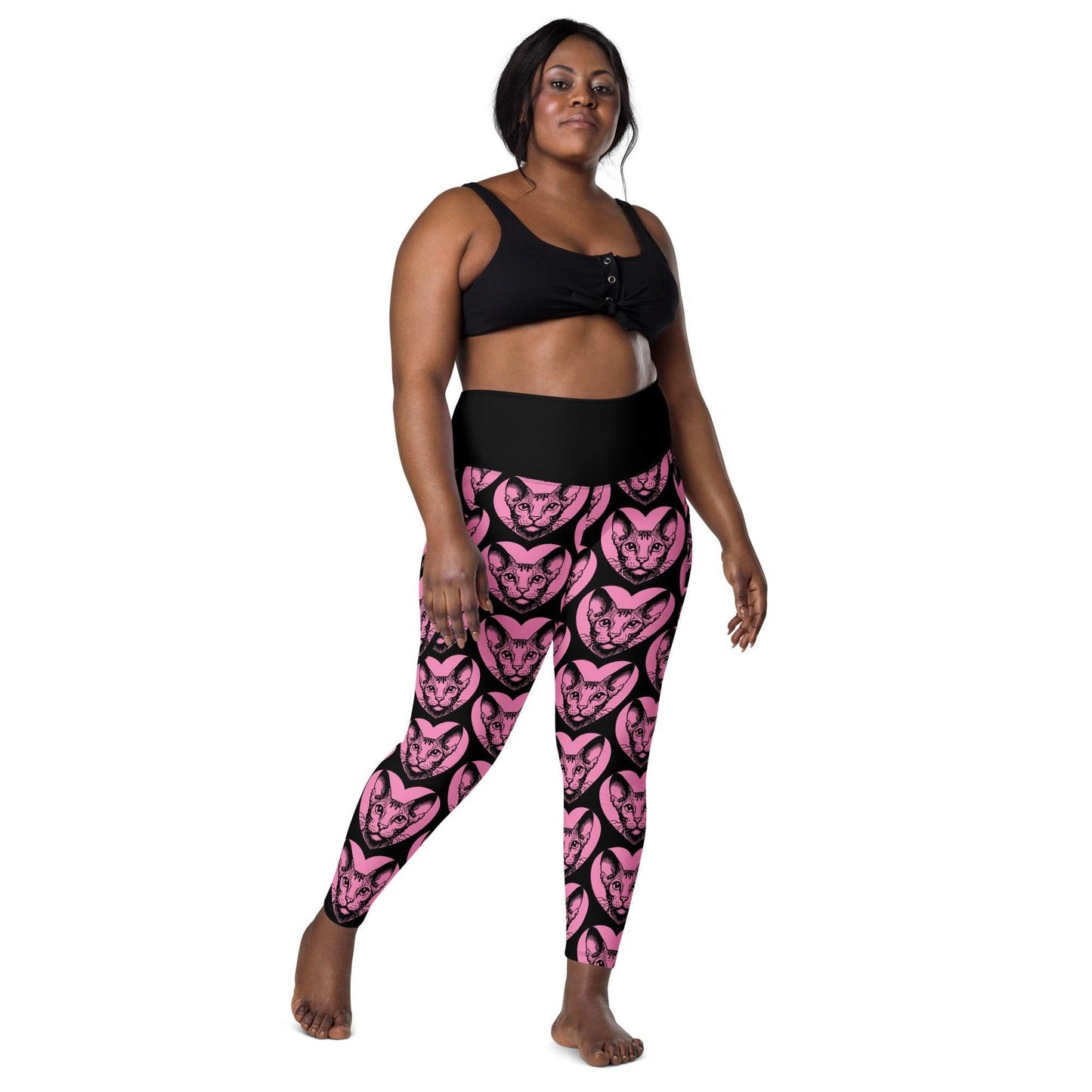 Cat breed leggings with pockets - CORNISH REX - HERTTAHOUND - pink
