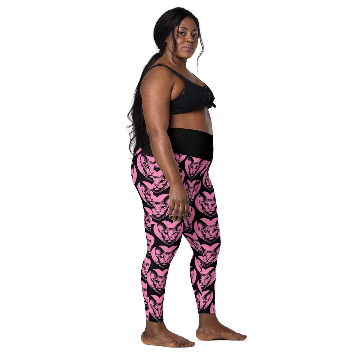 Cat breed leggings with pockets - CORNISH REX - HERTTAHOUND - pink