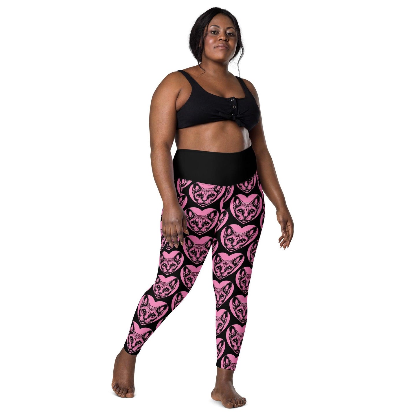 Cat breed leggings with pockets - DEVON REX - HERTTAHOUND - pink