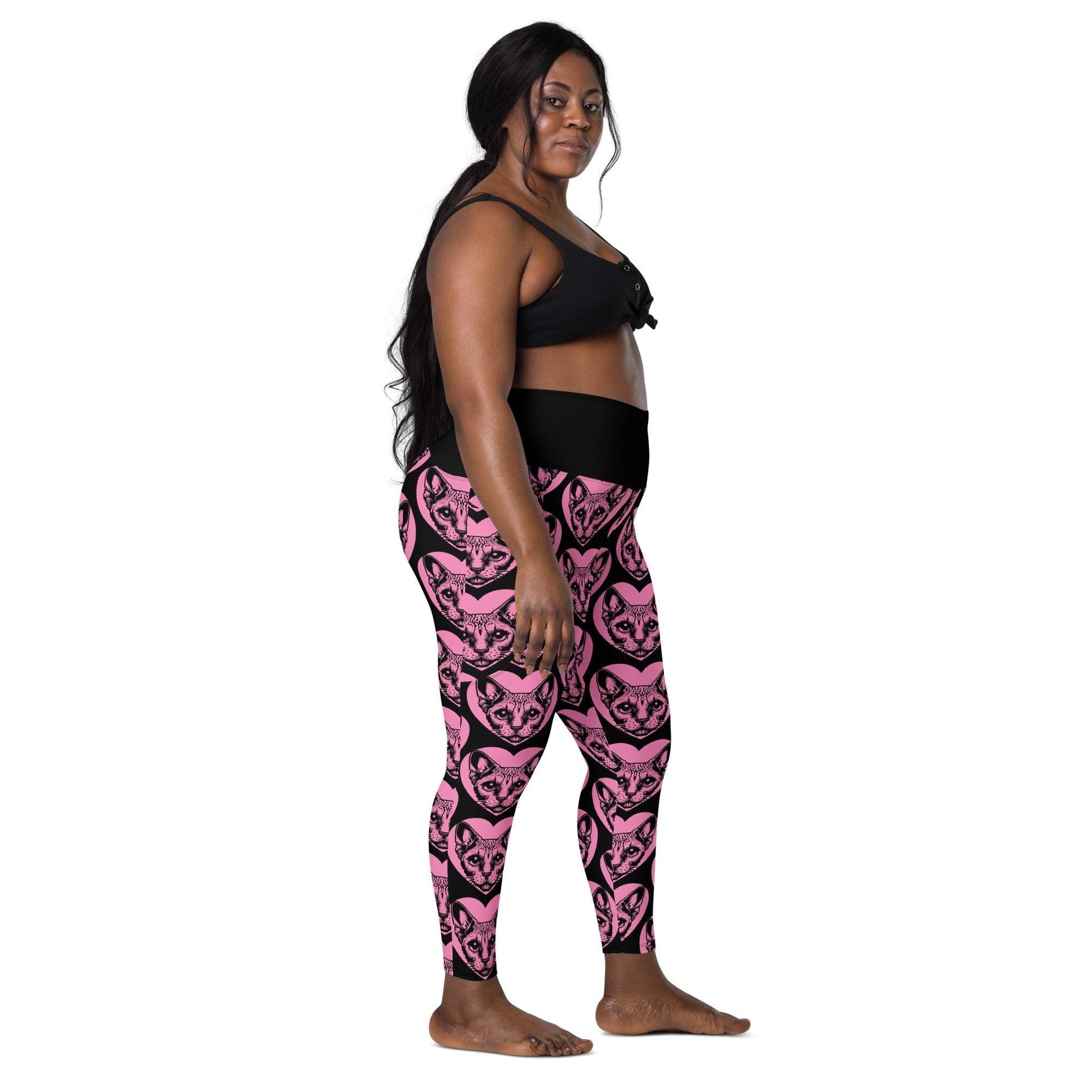 Cat breed leggings with pockets - DEVON REX - HERTTAHOUND - pink
