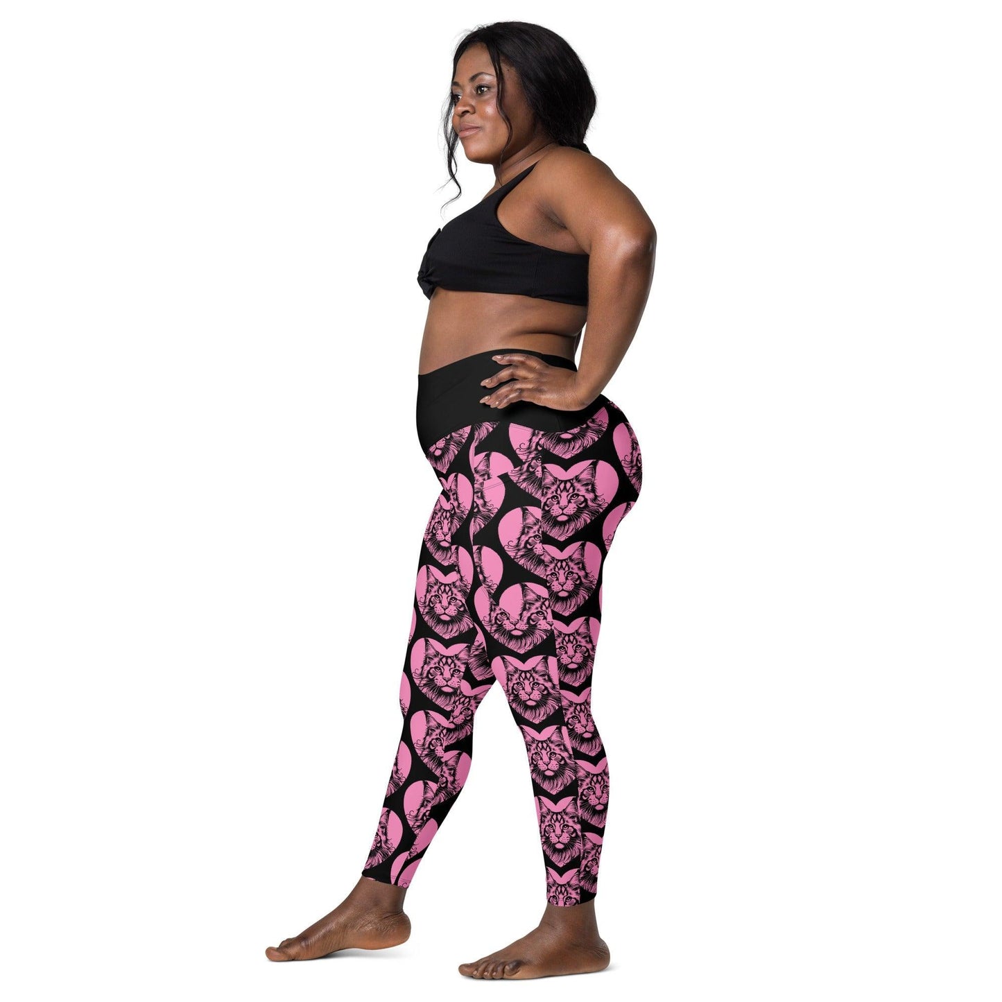 Cat breed leggings with pockets - MAINE COON - HERTTAHOUND - pink