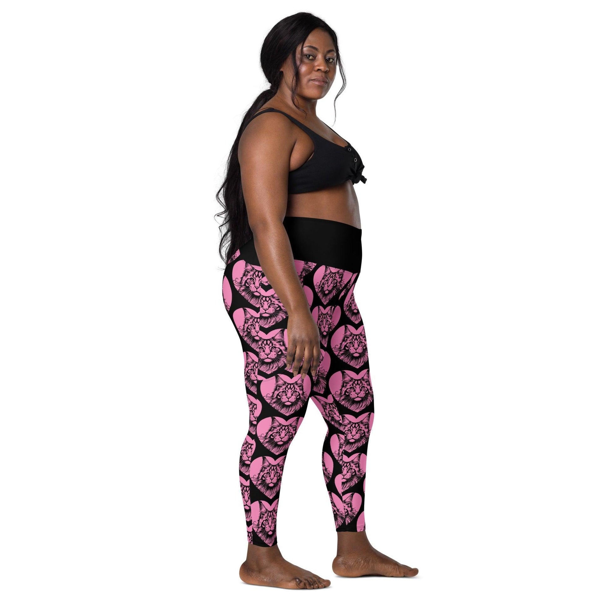 Cat breed leggings with pockets - MAINE COON - HERTTAHOUND - pink
