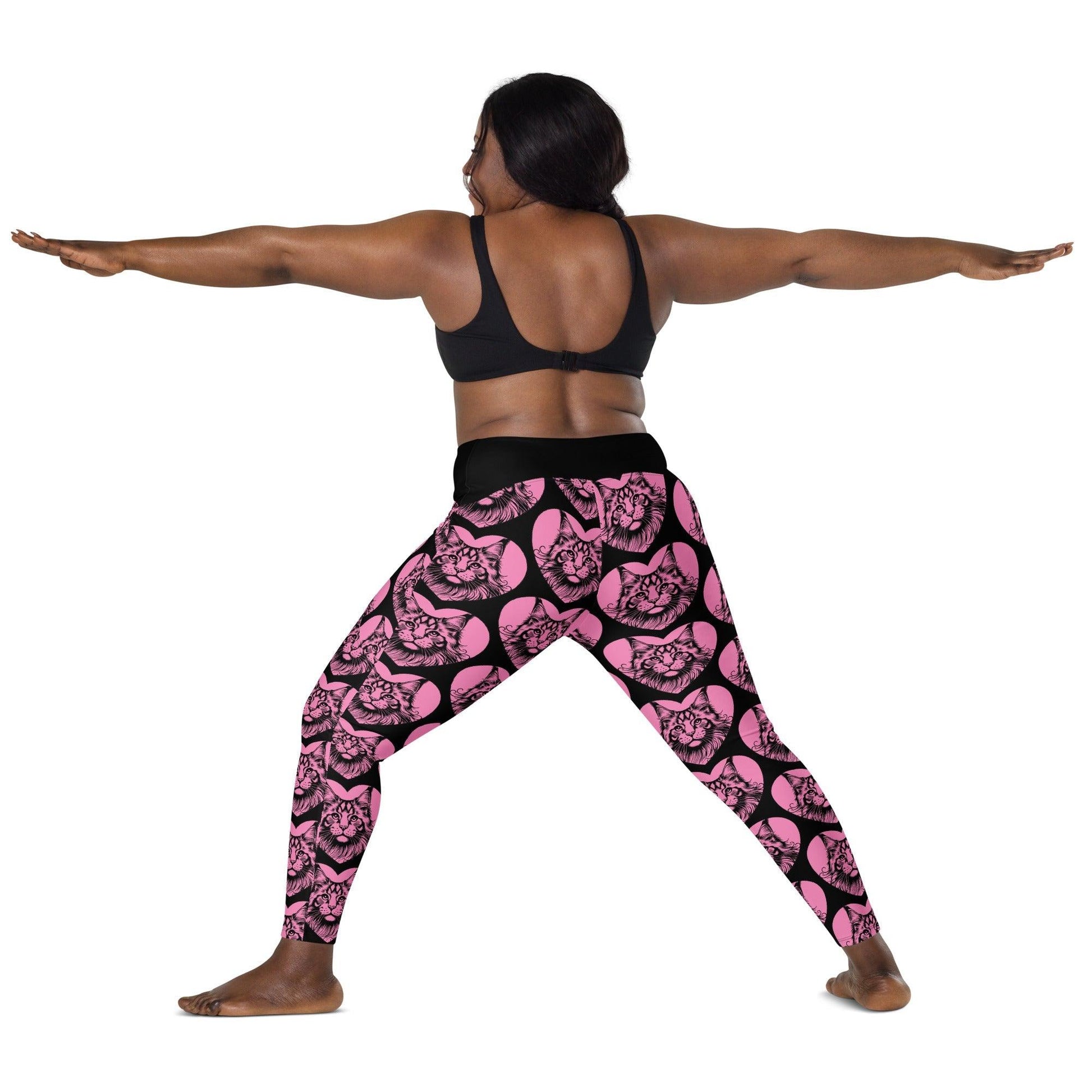 Cat breed leggings with pockets - MAINE COON - HERTTAHOUND - pink