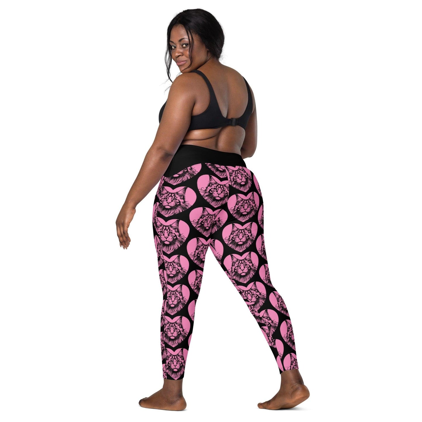 Cat breed leggings with pockets - MAINE COON - HERTTAHOUND - pink