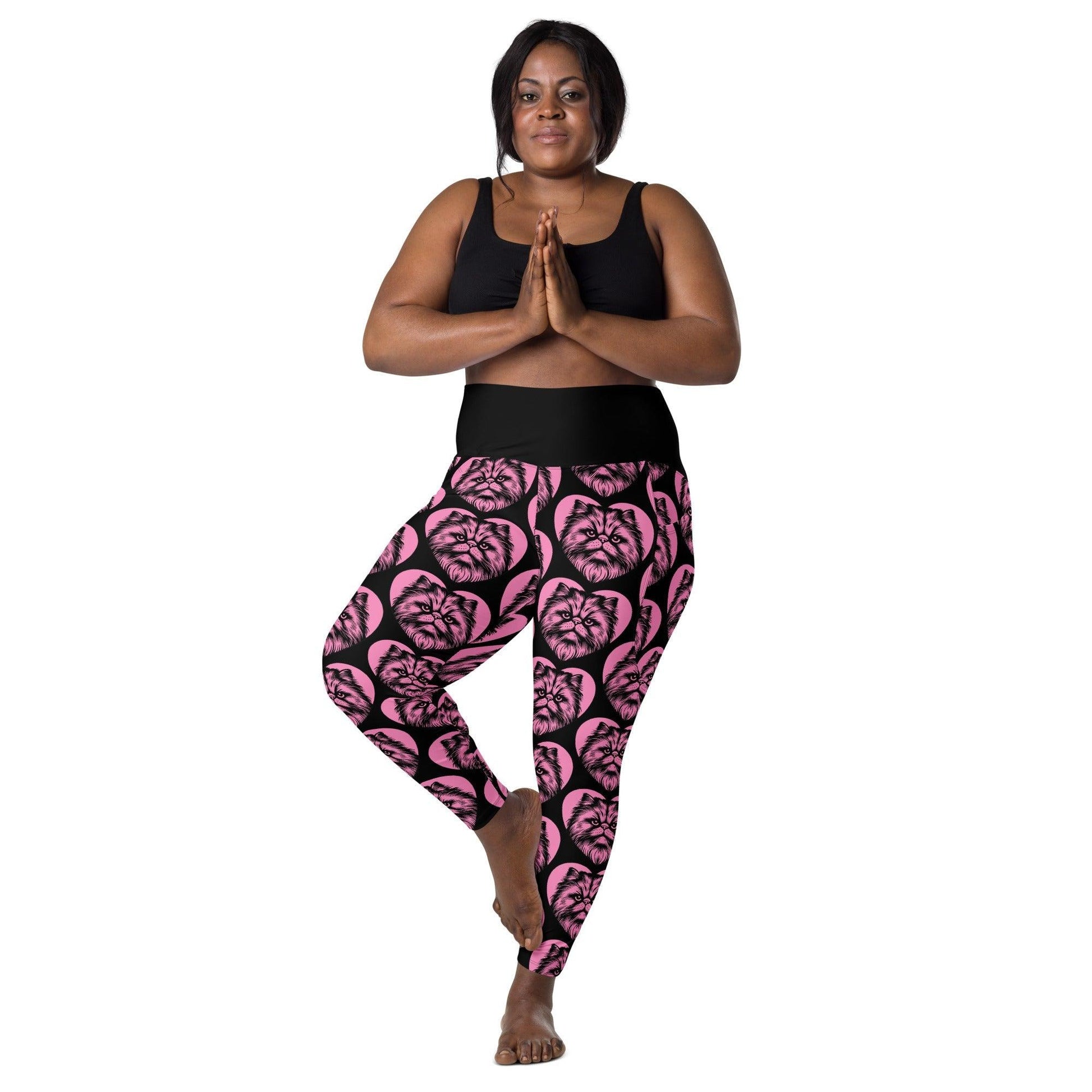 Cat breed leggings with pockets - PERSIAN - HERTTAHOUND - pink