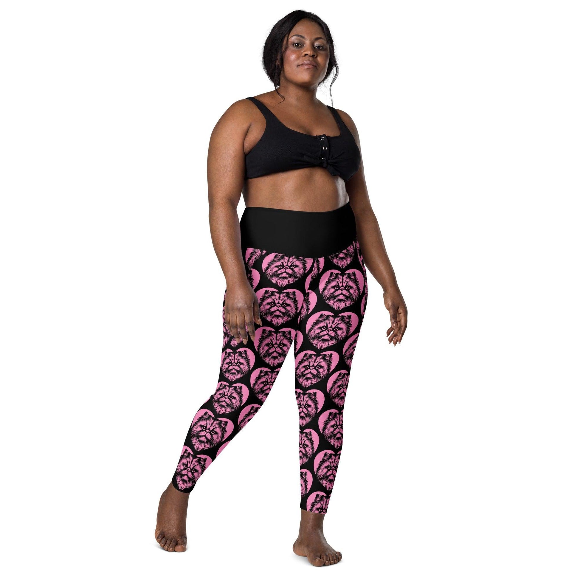 Cat breed leggings with pockets - PERSIAN - HERTTAHOUND - pink