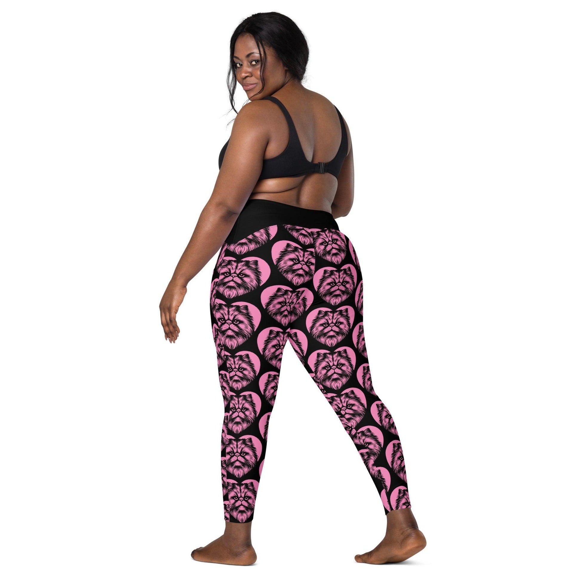 Cat breed leggings with pockets - PERSIAN - HERTTAHOUND - pink