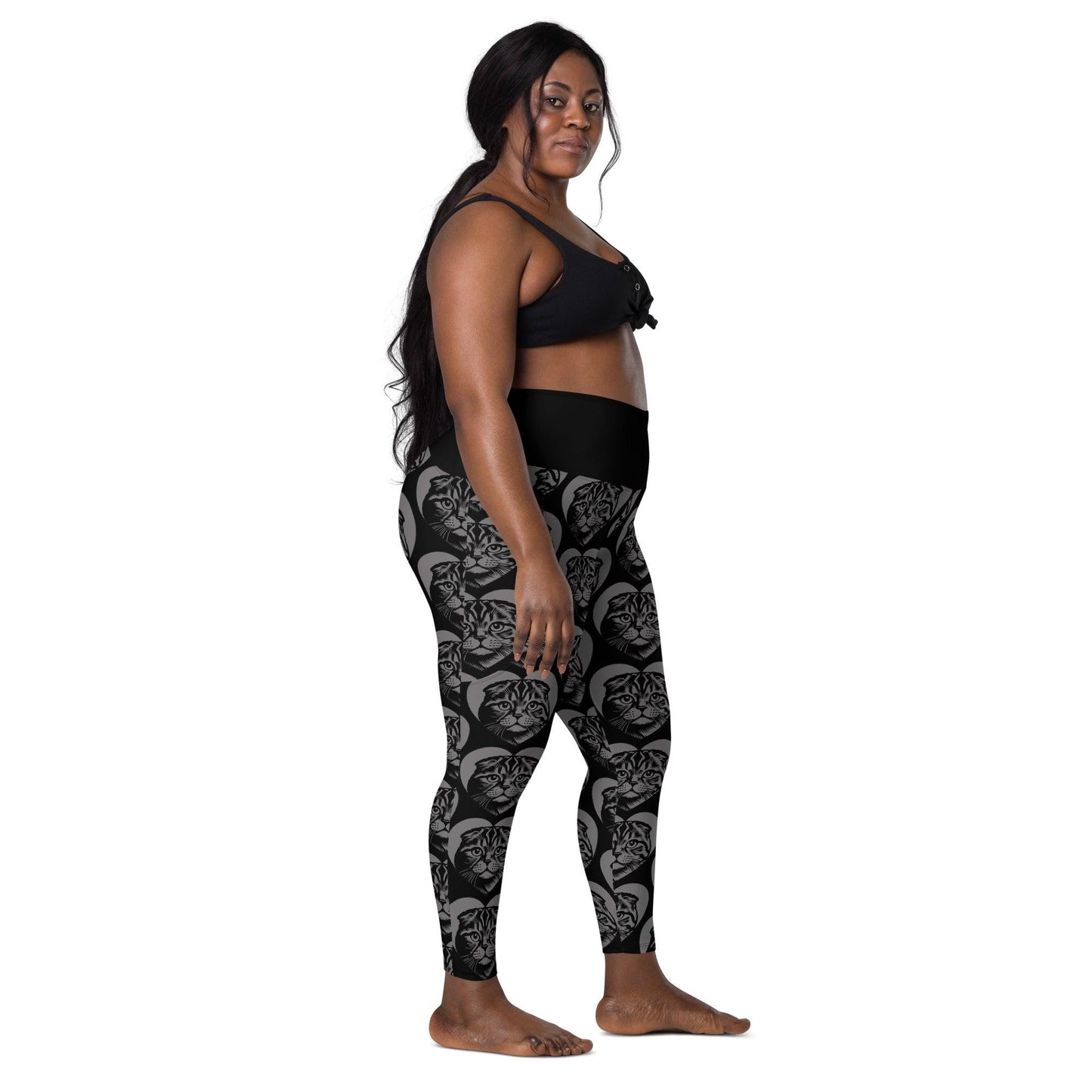 Cat breed leggings with pockets - SCOTTISH FOLD - HERTTAHOUND - grey