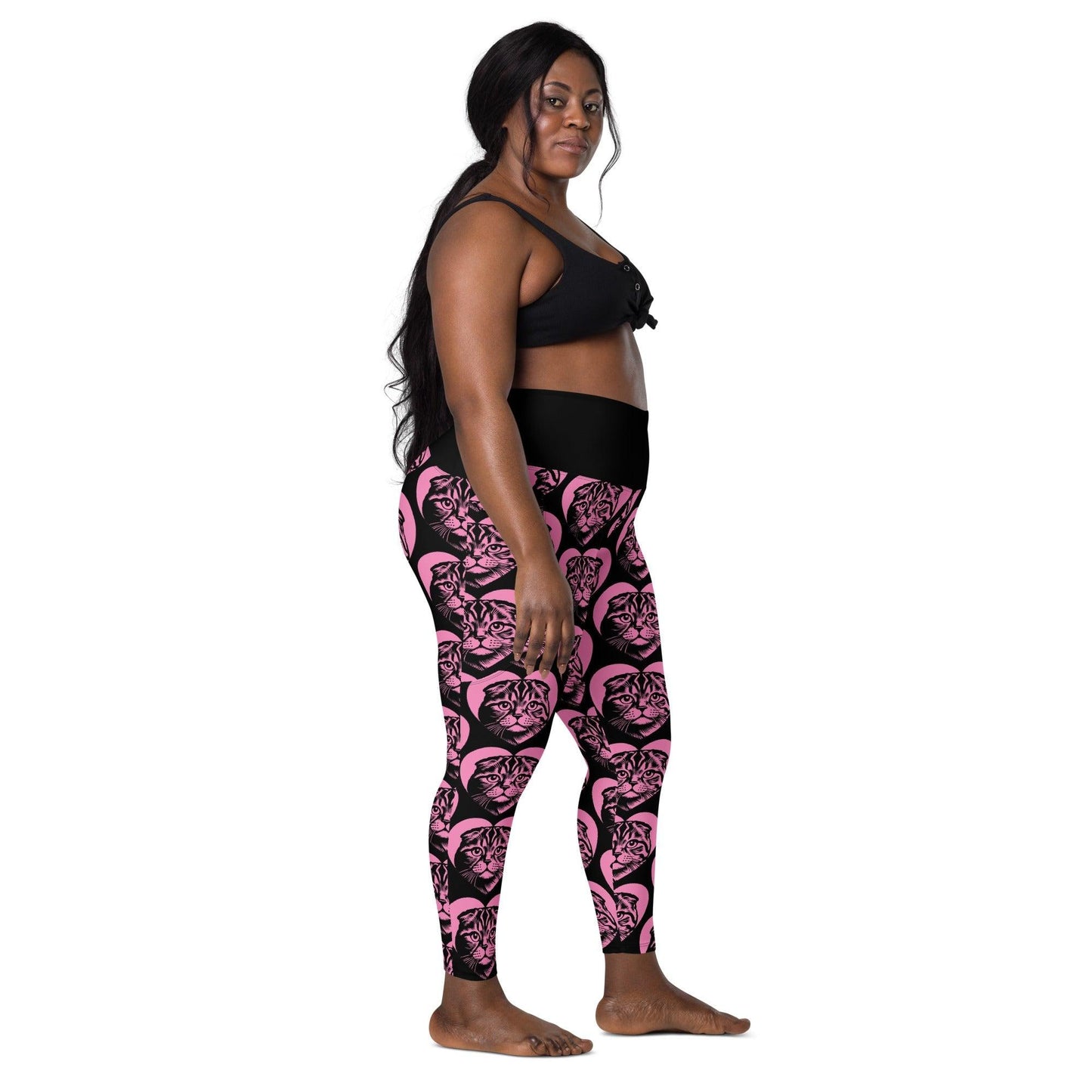 Cat breed leggings with pockets - SCOTTISH FOLD - HERTTAHOUND - pink