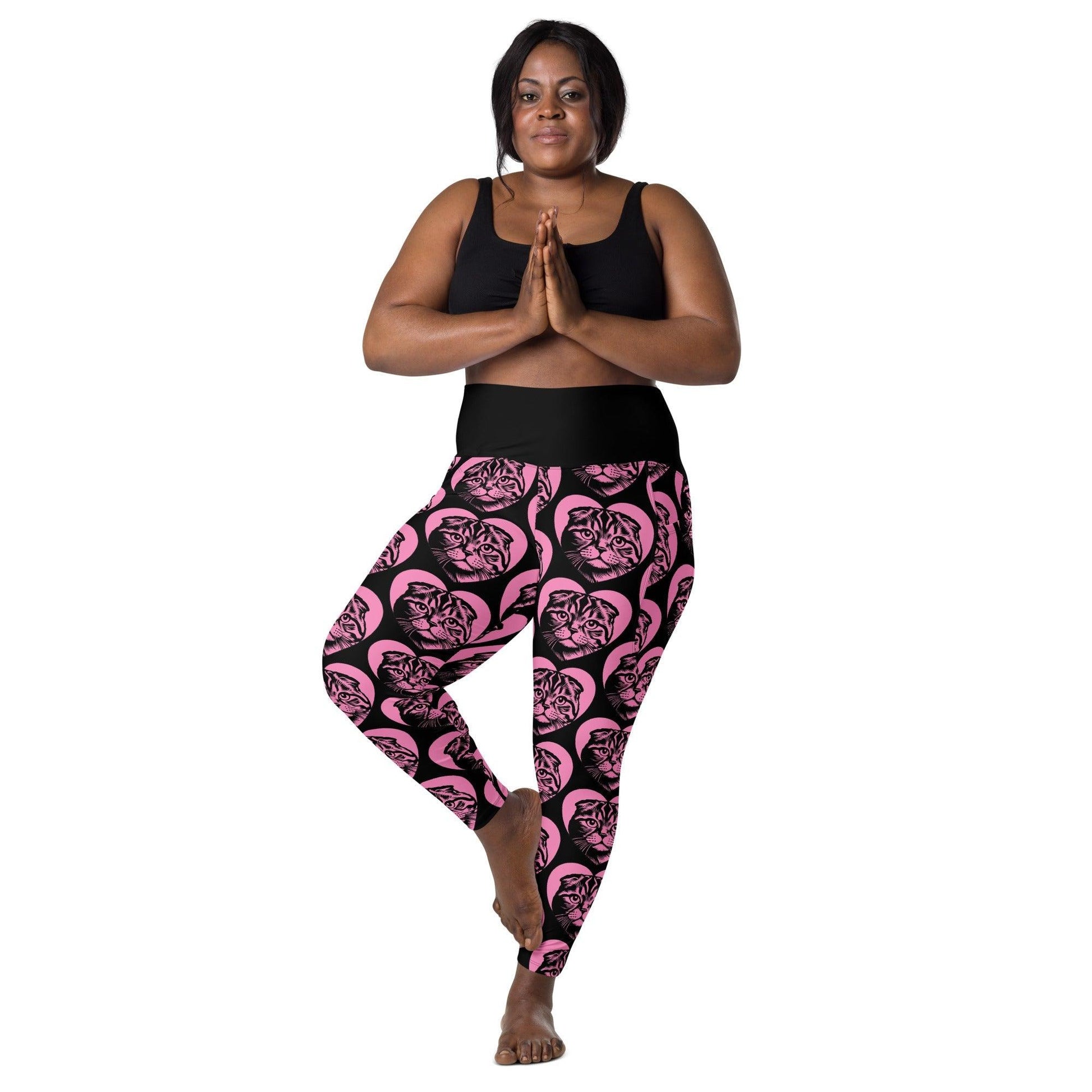 Cat breed leggings with pockets - SCOTTISH FOLD - HERTTAHOUND - pink