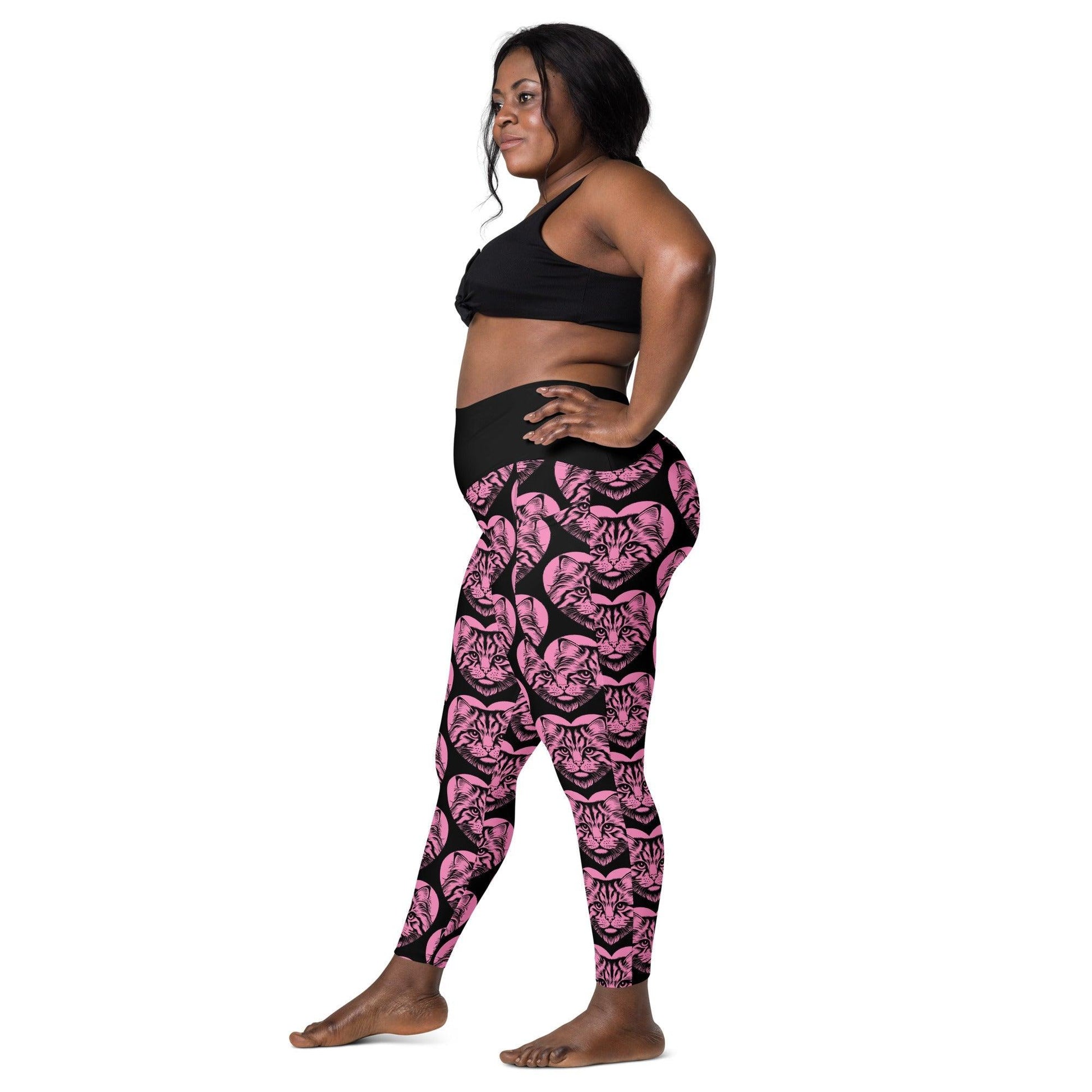 Cat breed leggings with pockets - SIBERIAN - HERTTAHOUND - pink