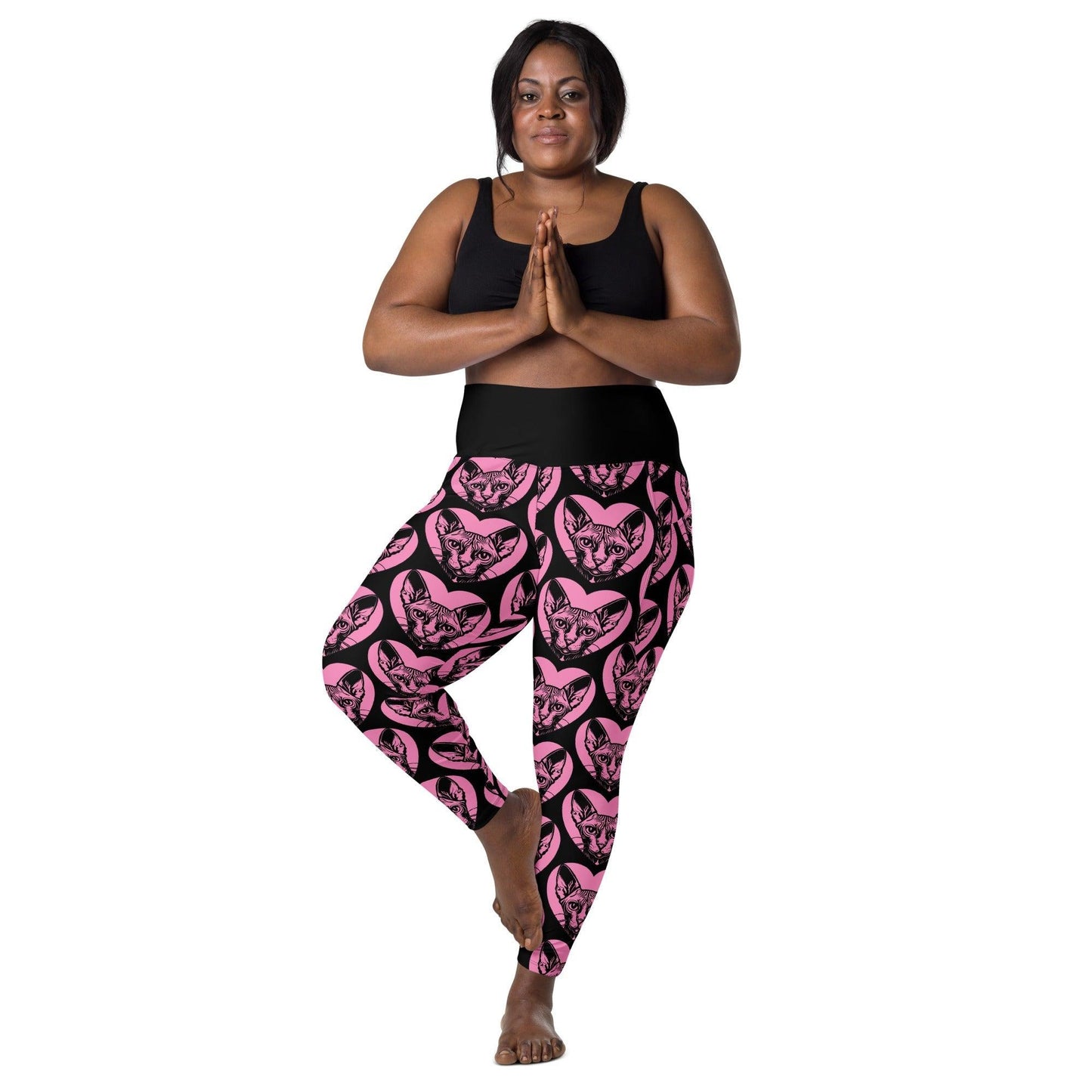Cat breed leggings with pockets - SPHYNX - HERTTAHOUND - pink