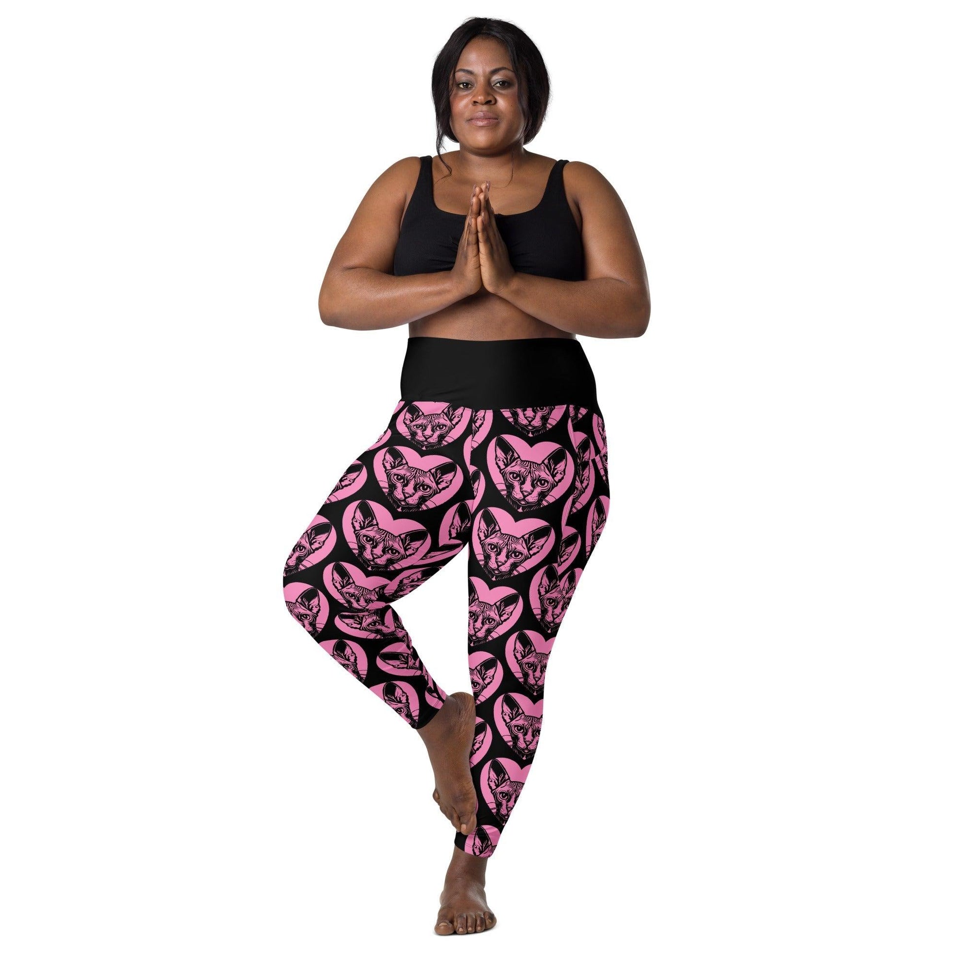 Cat breed leggings with pockets - SPHYNX - HERTTAHOUND - pink