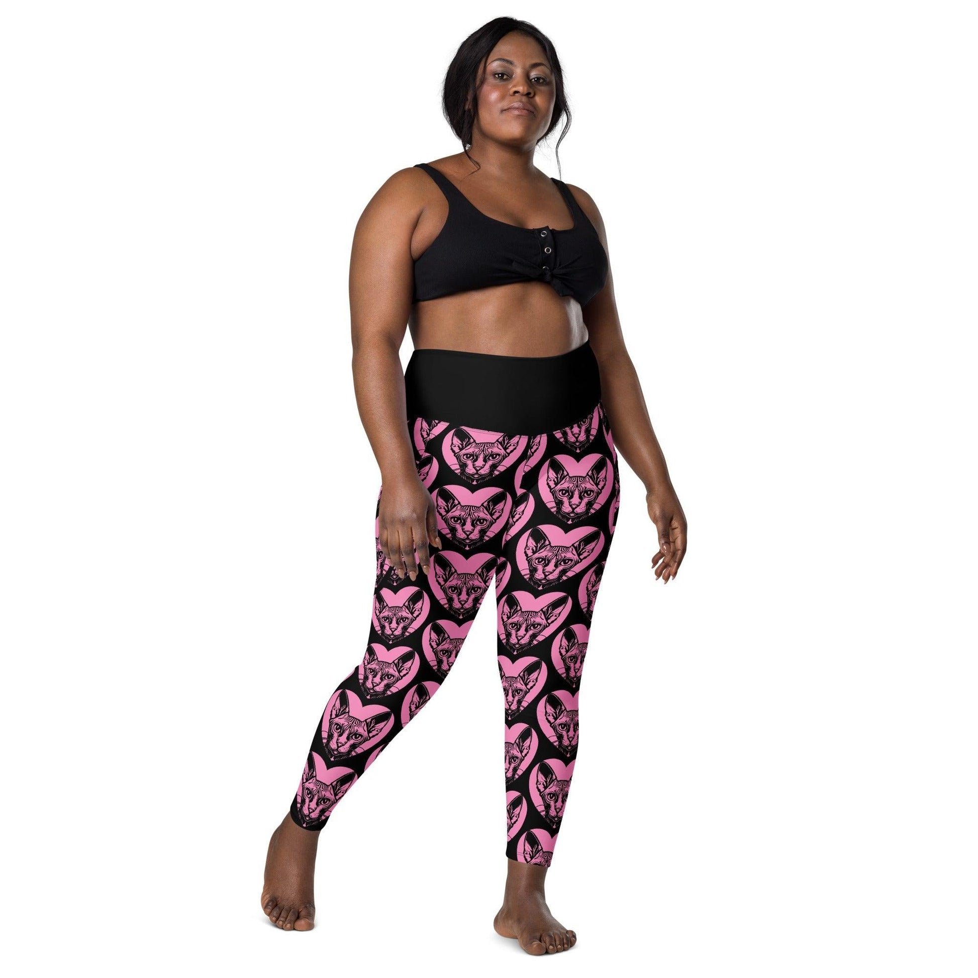 Cat breed leggings with pockets - SPHYNX - HERTTAHOUND - pink