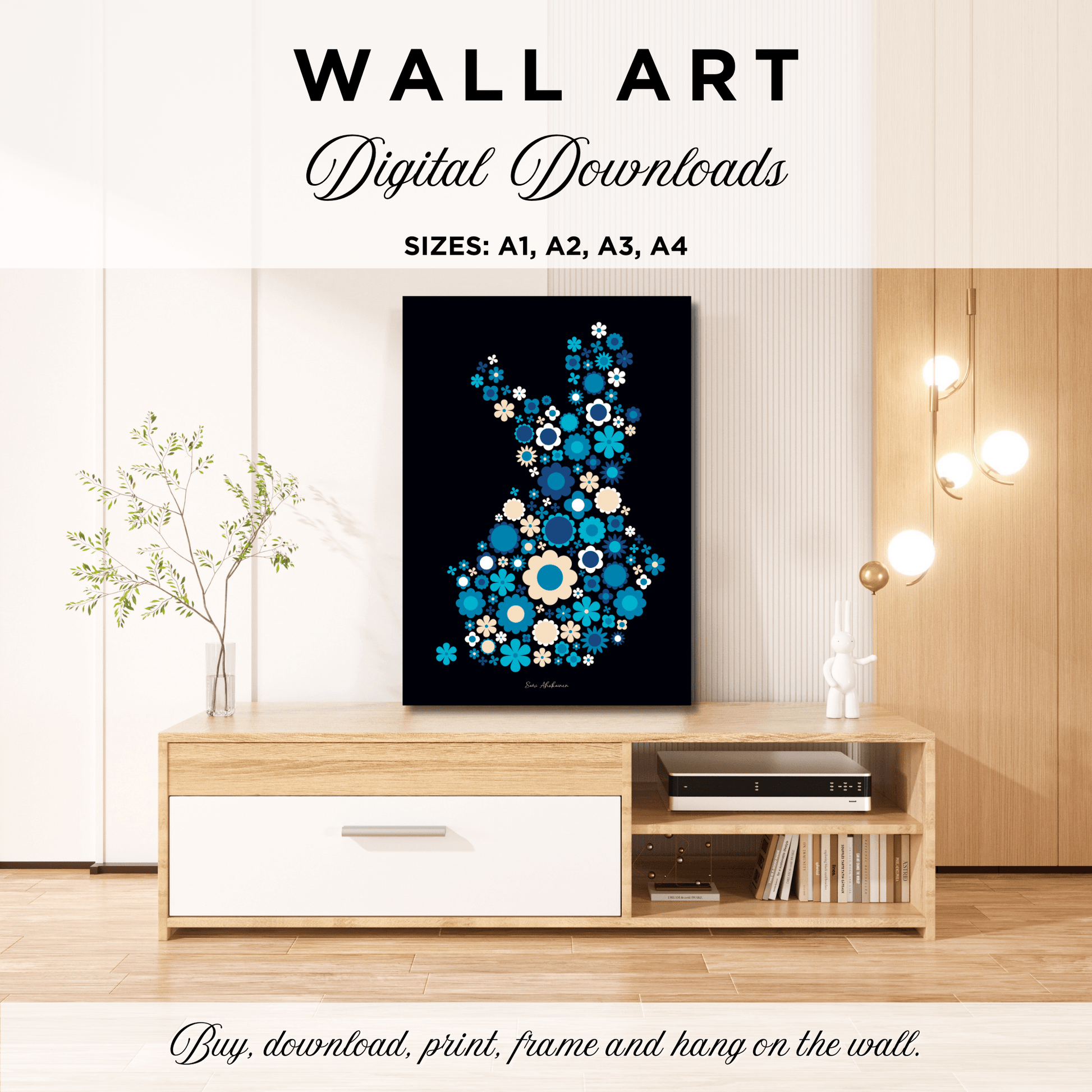 DIGITAL WALL ART - BLOOMPOP blue - Colorful bloom print