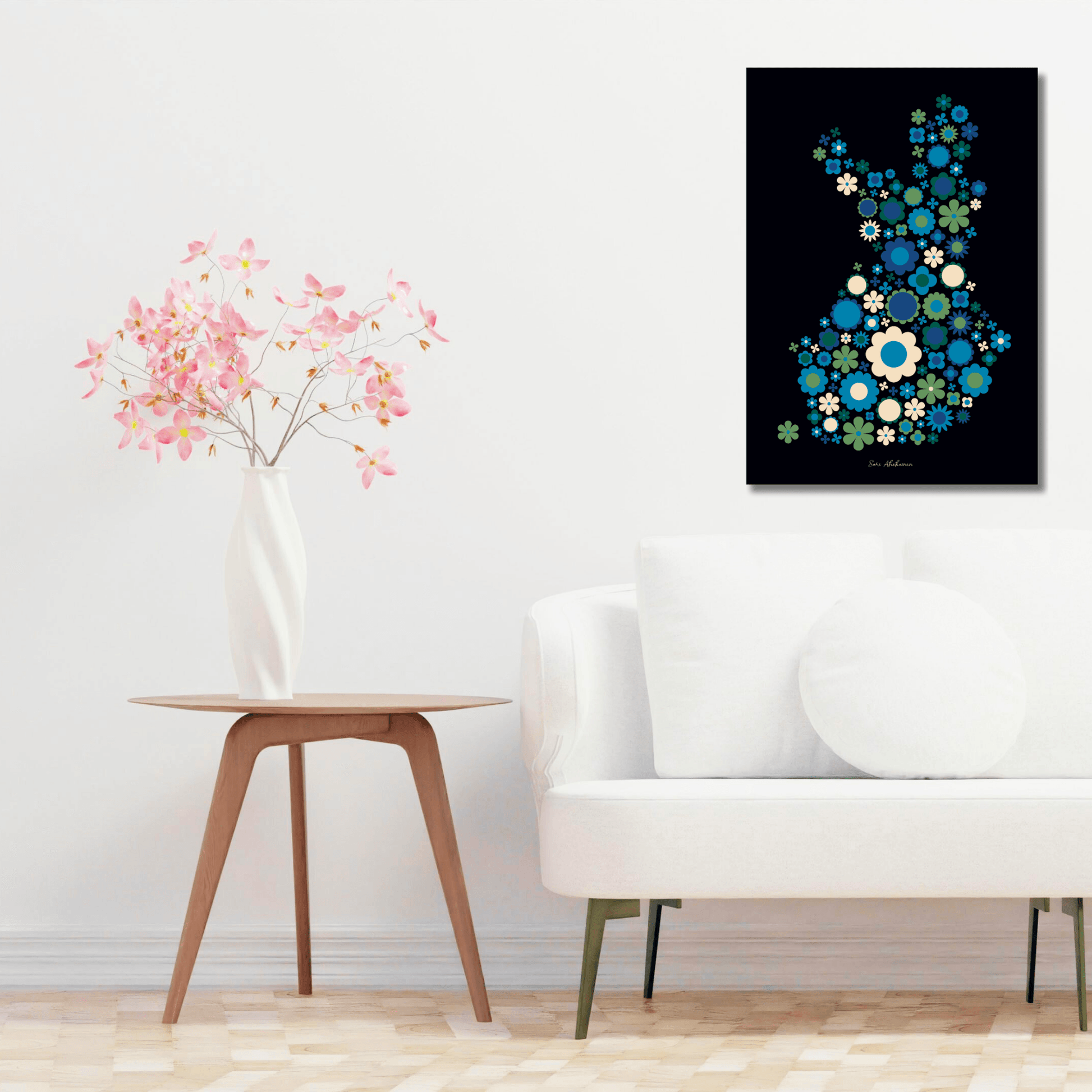 DIGITAL WALL ART - BLOOMPOP blue green - Colorful bloom print