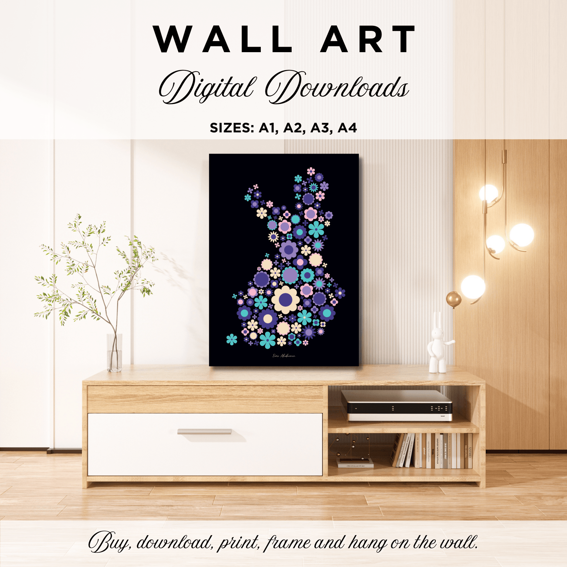 DIGITAL WALL ART - BLOOMPOP purple - Colorful bloom print