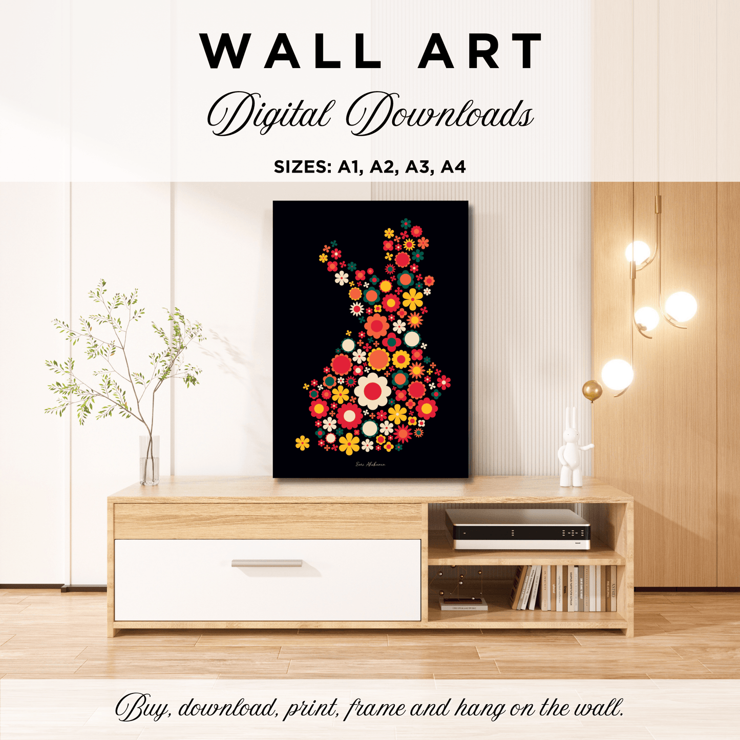 DIGITAL WALL ART - BLOOMPOP retro - Colorful bloom print