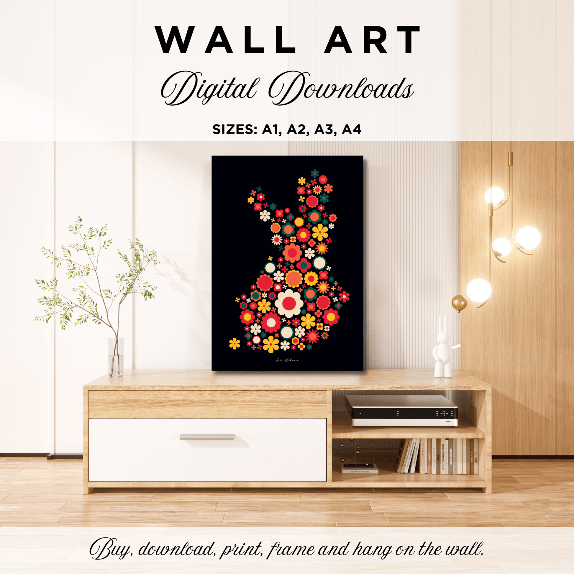 DIGITAL WALL ART - BLOOMPOP retro - Colorful bloom print