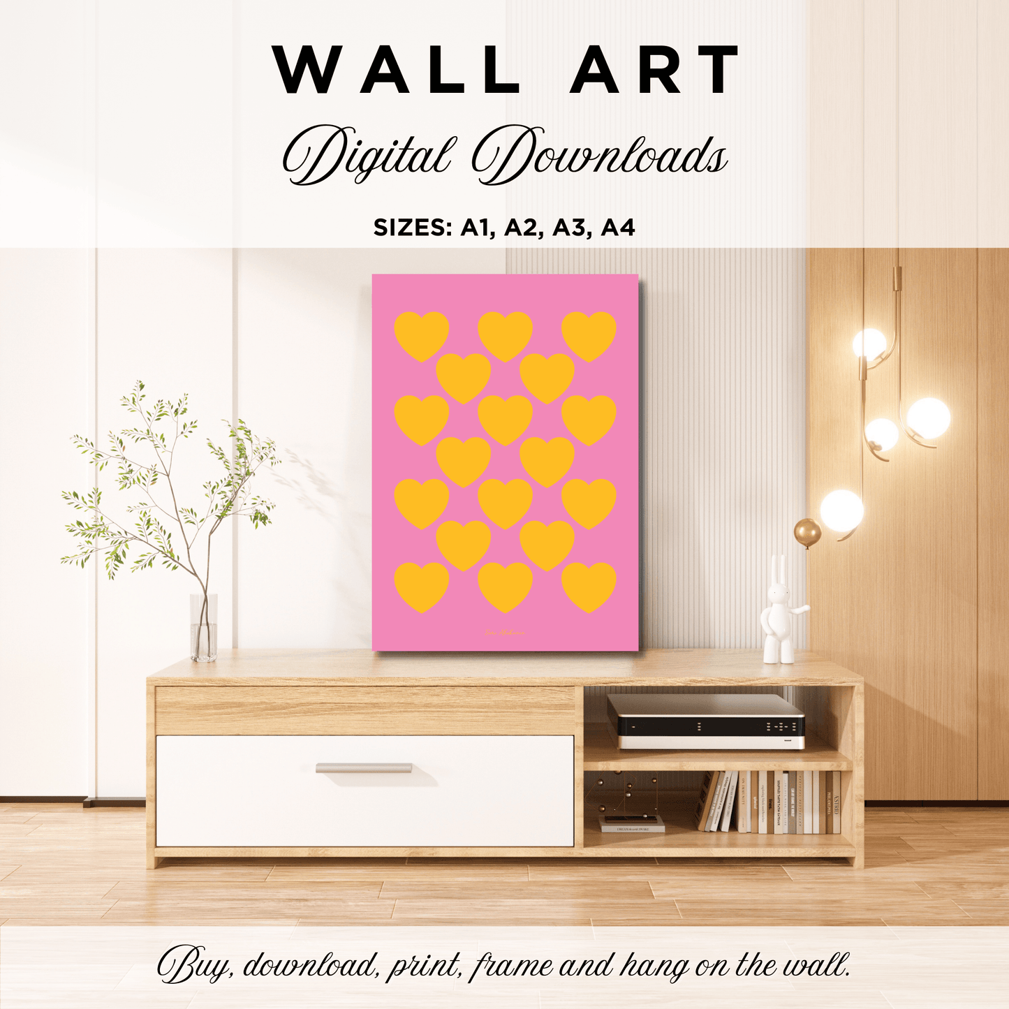 DIGITAL WALL ART - ELLIE LOVE yellow pink