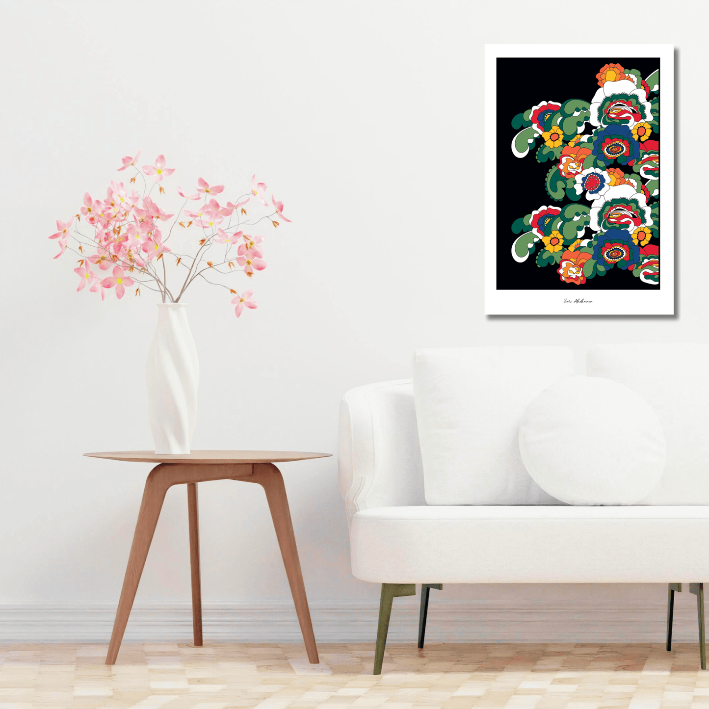 DIGITAL WALL ART - GROOVY KURBITS - Folk floral print