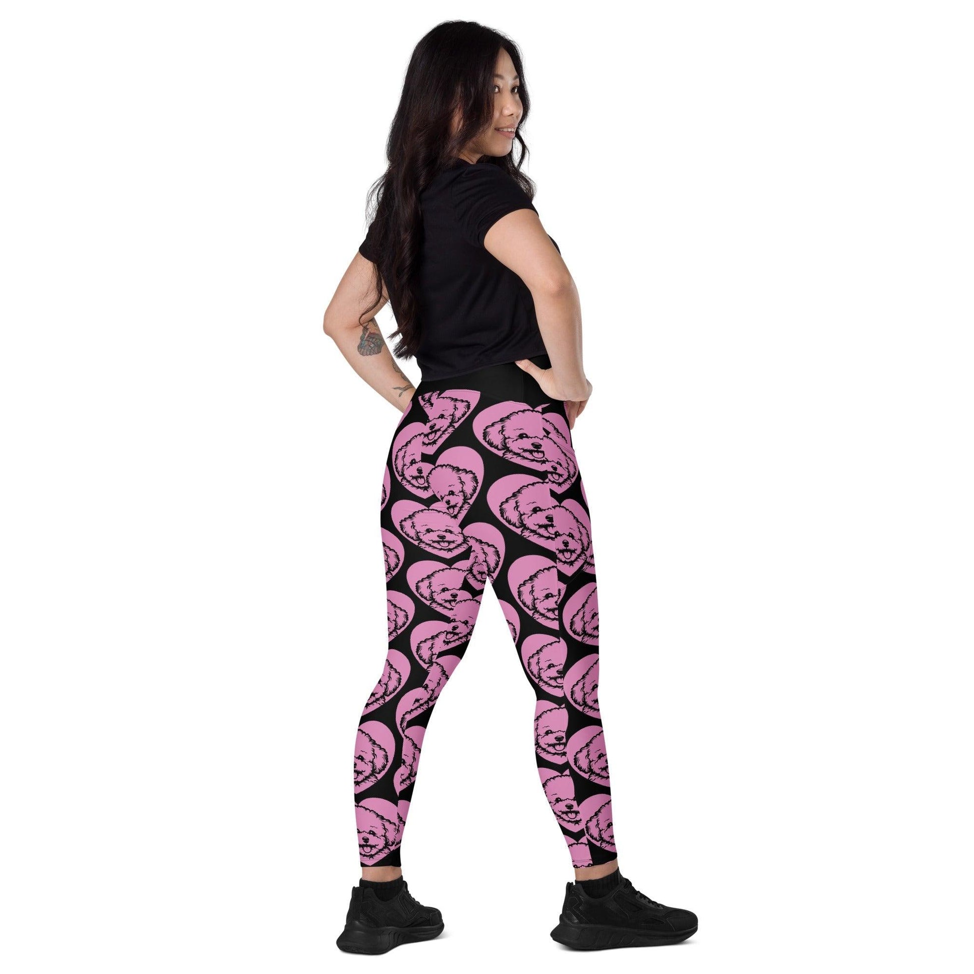 Dog breed leggings with pockets - BICHON FRISÉ - HERTTAHOUND - pink