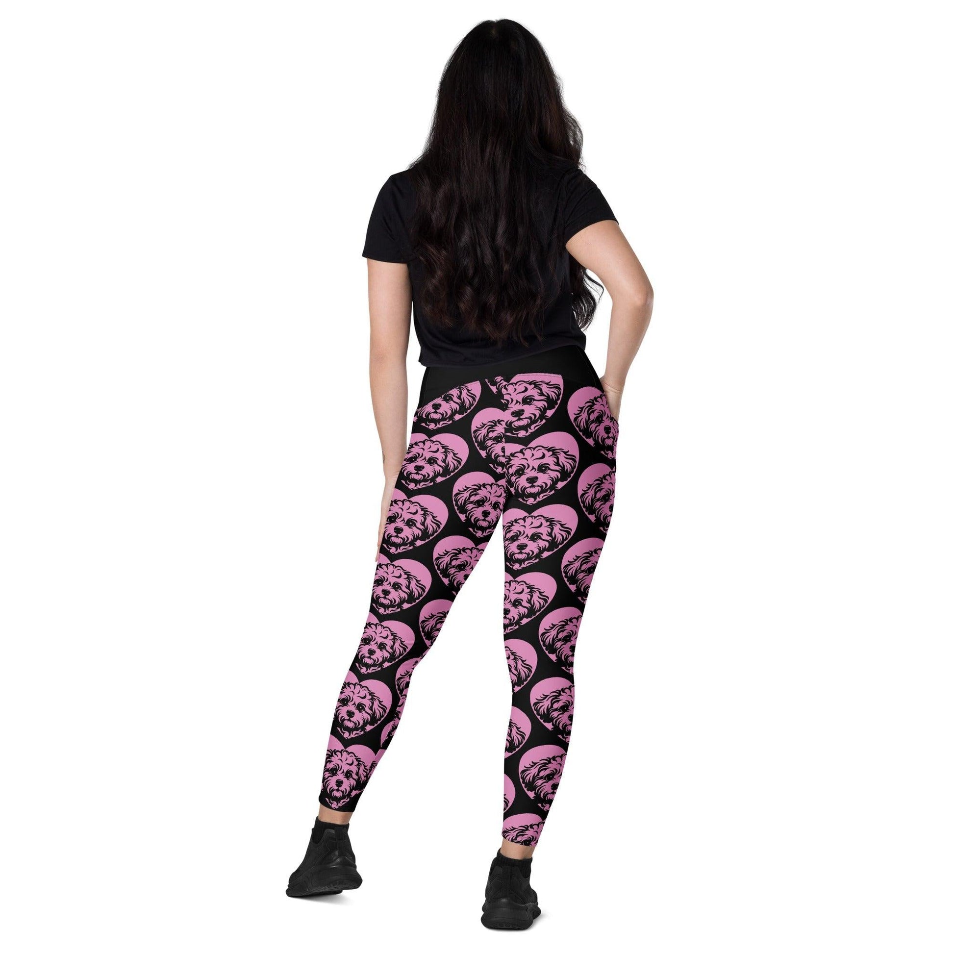 Dog breed leggings with pockets - BOLOGNESE - HERTTAHOUND - pink
