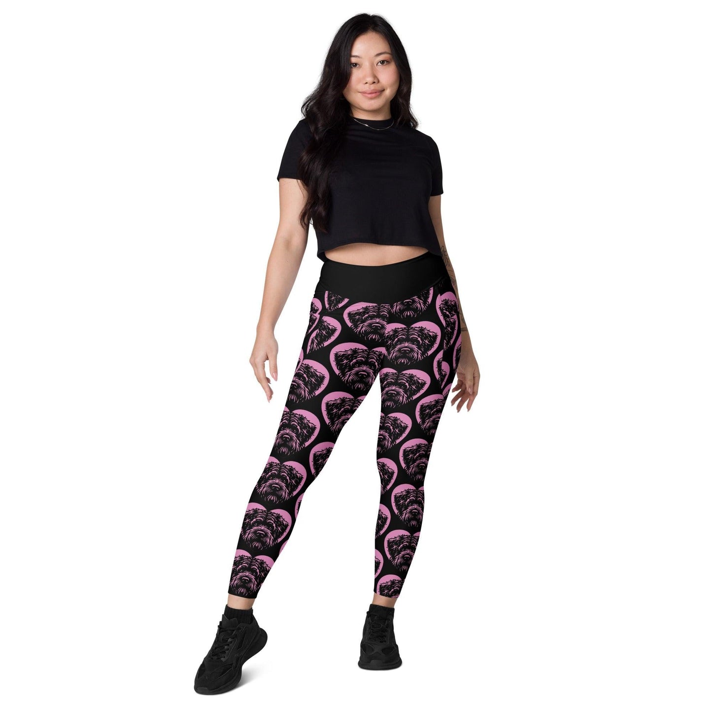 Dog breed leggings with pockets - BOUVIER DES FLANDRES - HERTTAHOUND - pink