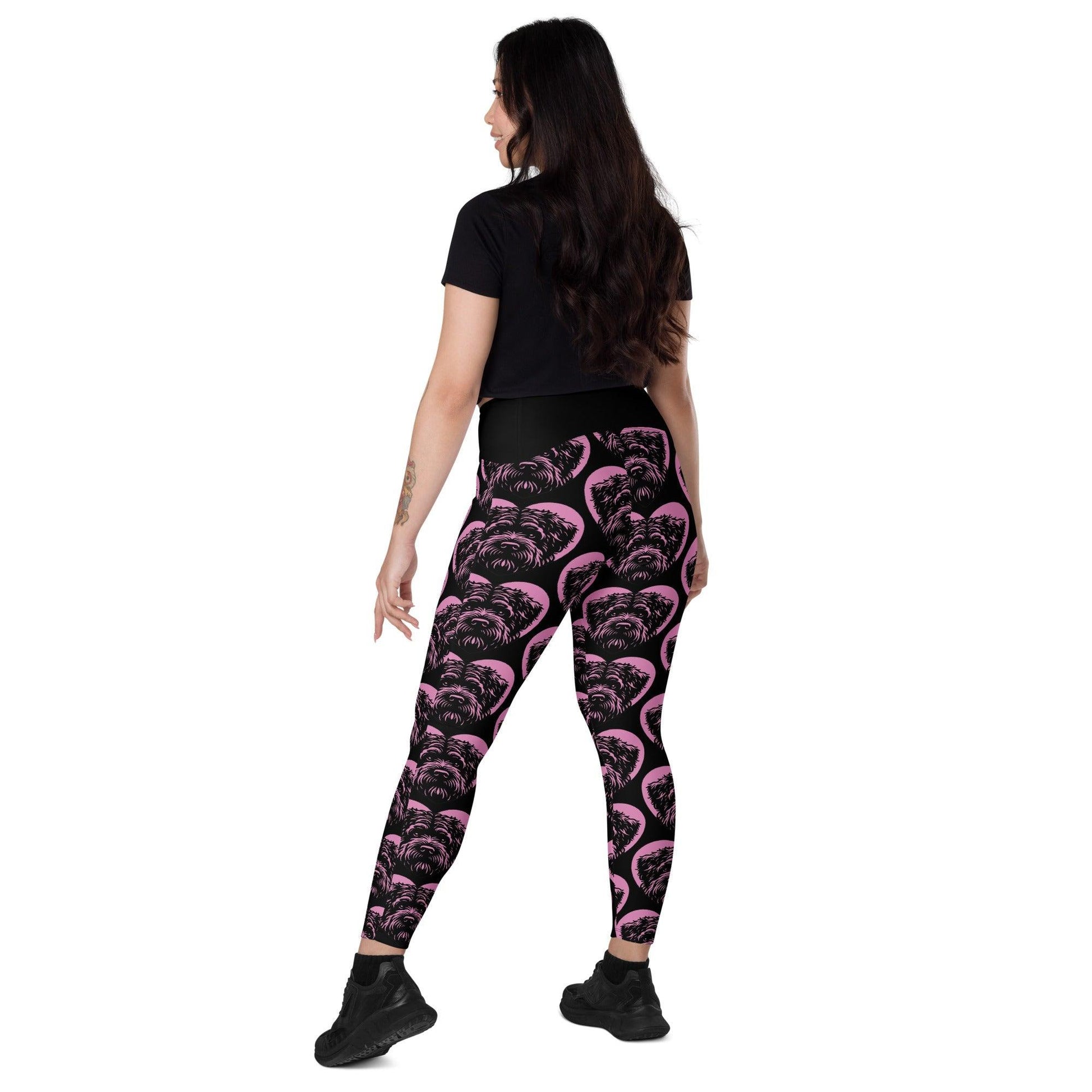 Dog breed leggings with pockets - BOUVIER DES FLANDRES - HERTTAHOUND - pink