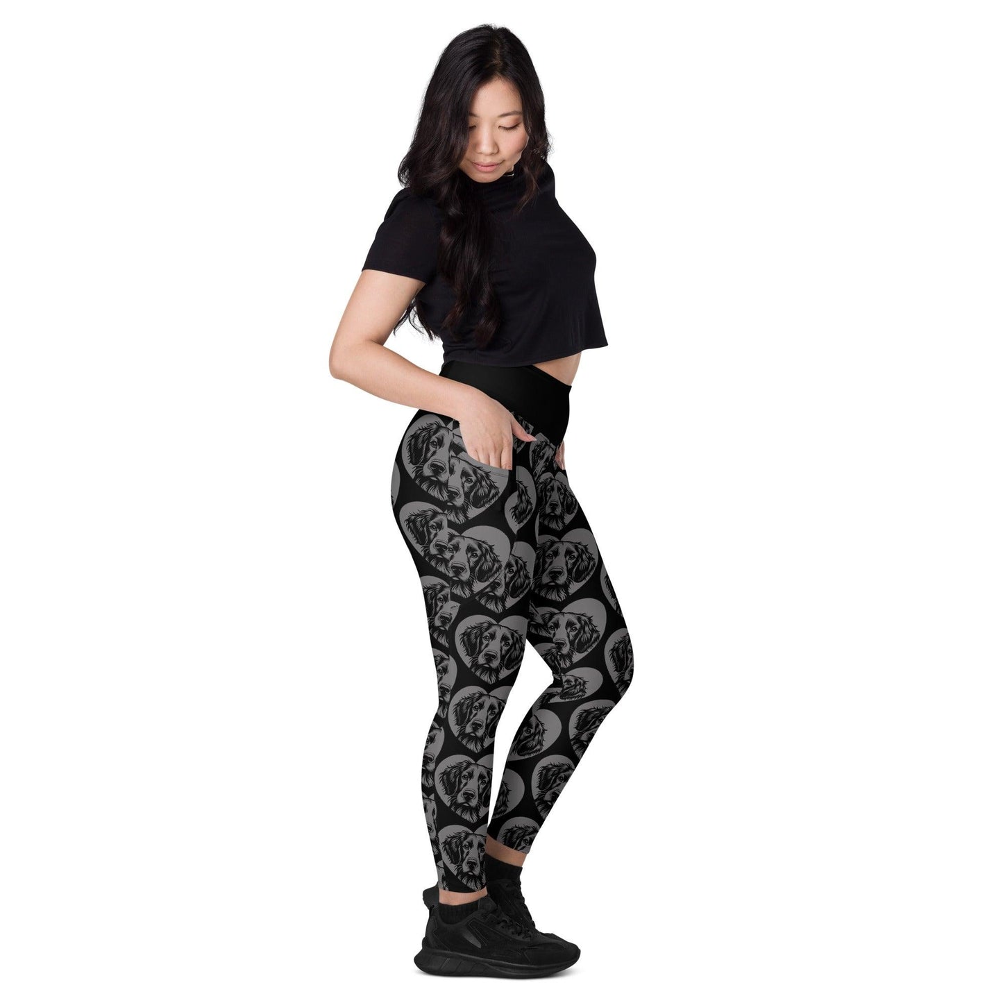 Dog breed leggings with pockets - BRITTANY SPANIEL - HERTTAHOUND - grey
