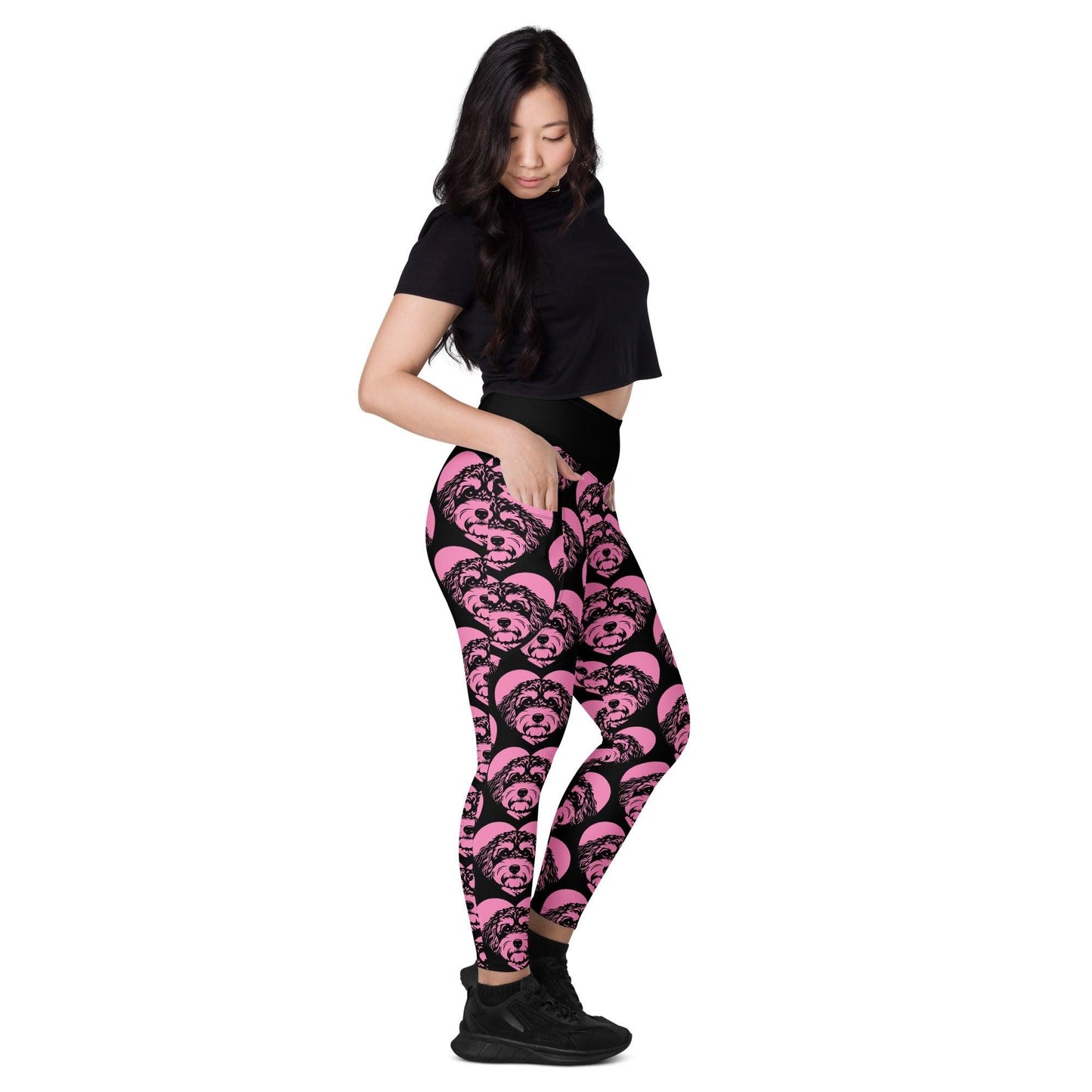 Dog breed leggings with pockets - CAVAPOO 2 - HERTTAHOUND - pink