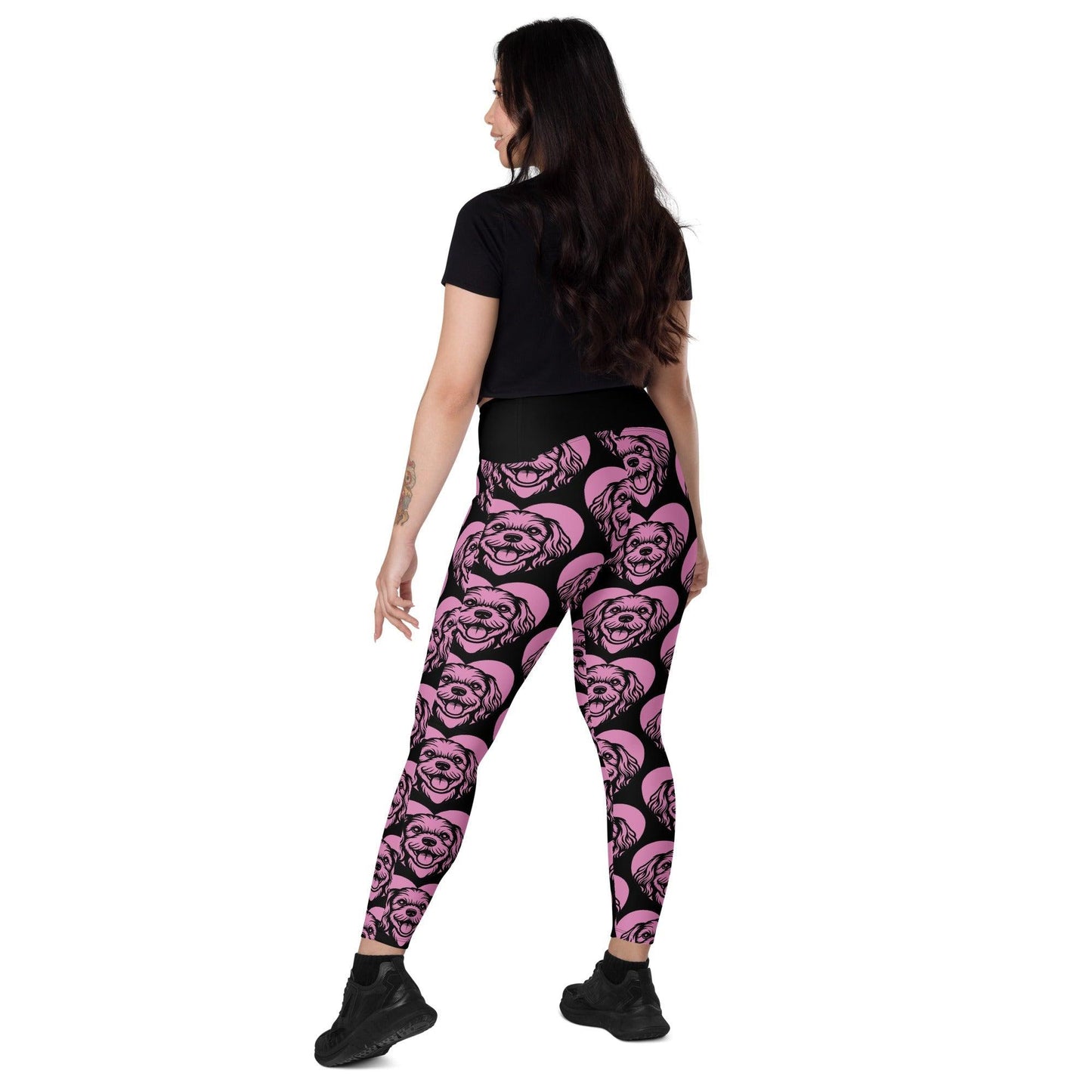 Dog breed leggings with pockets - CAVAPOO - HERTTAHOUND - pink
