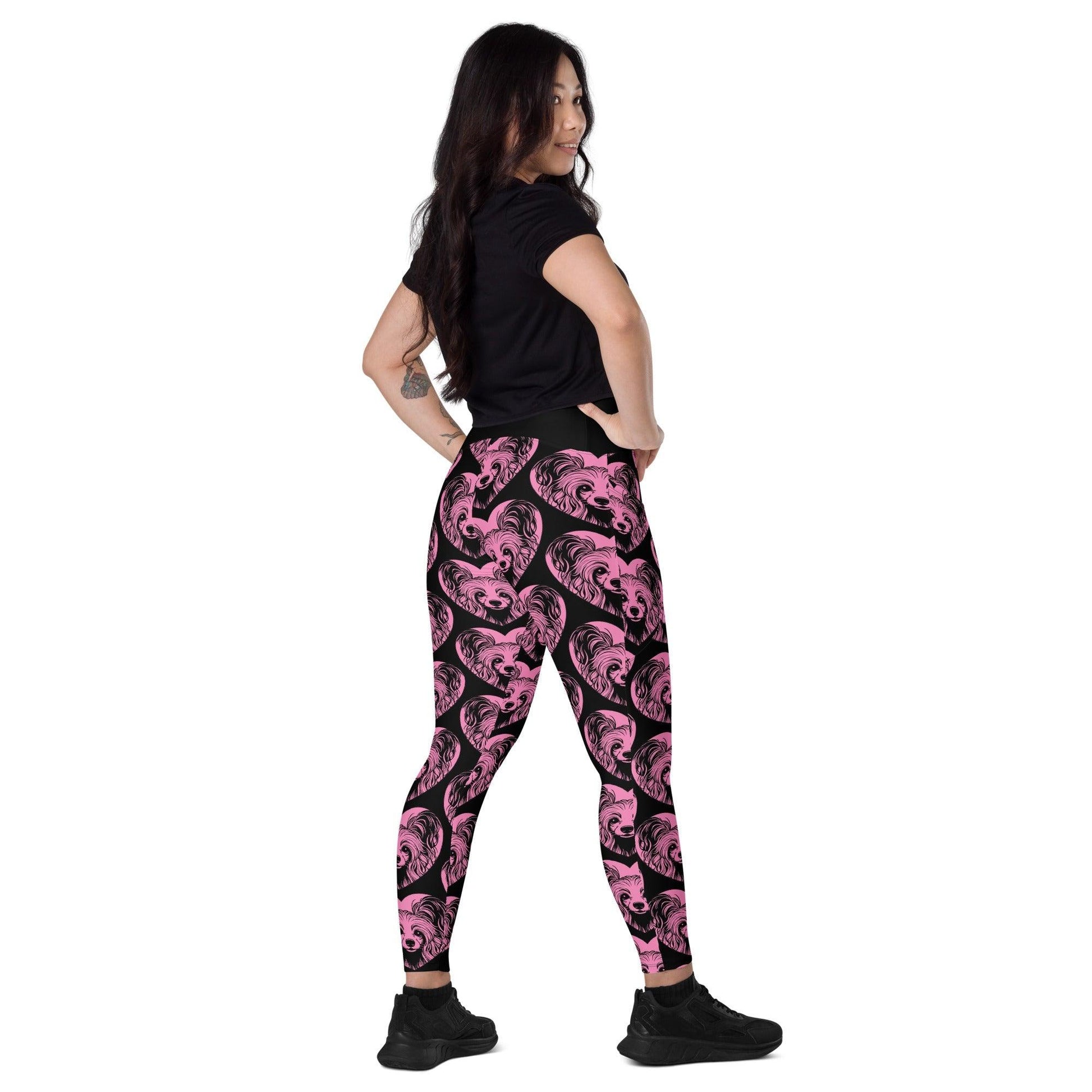 Dog breed leggings with pockets - CHINESE CRESTED DOG 2 - HERTTAHOUND - pink