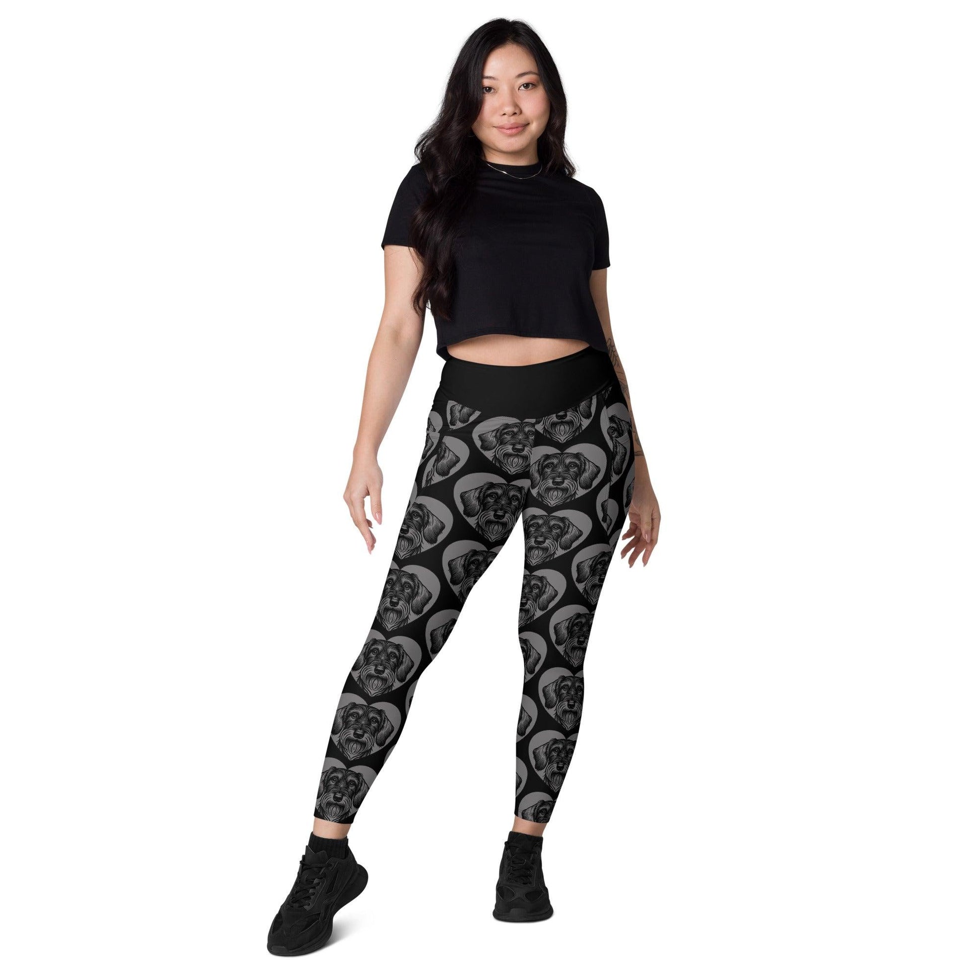 Dog breed leggings with pockets - DACHSHUND WIRE HAIRED - HERTTAHOUND - grey