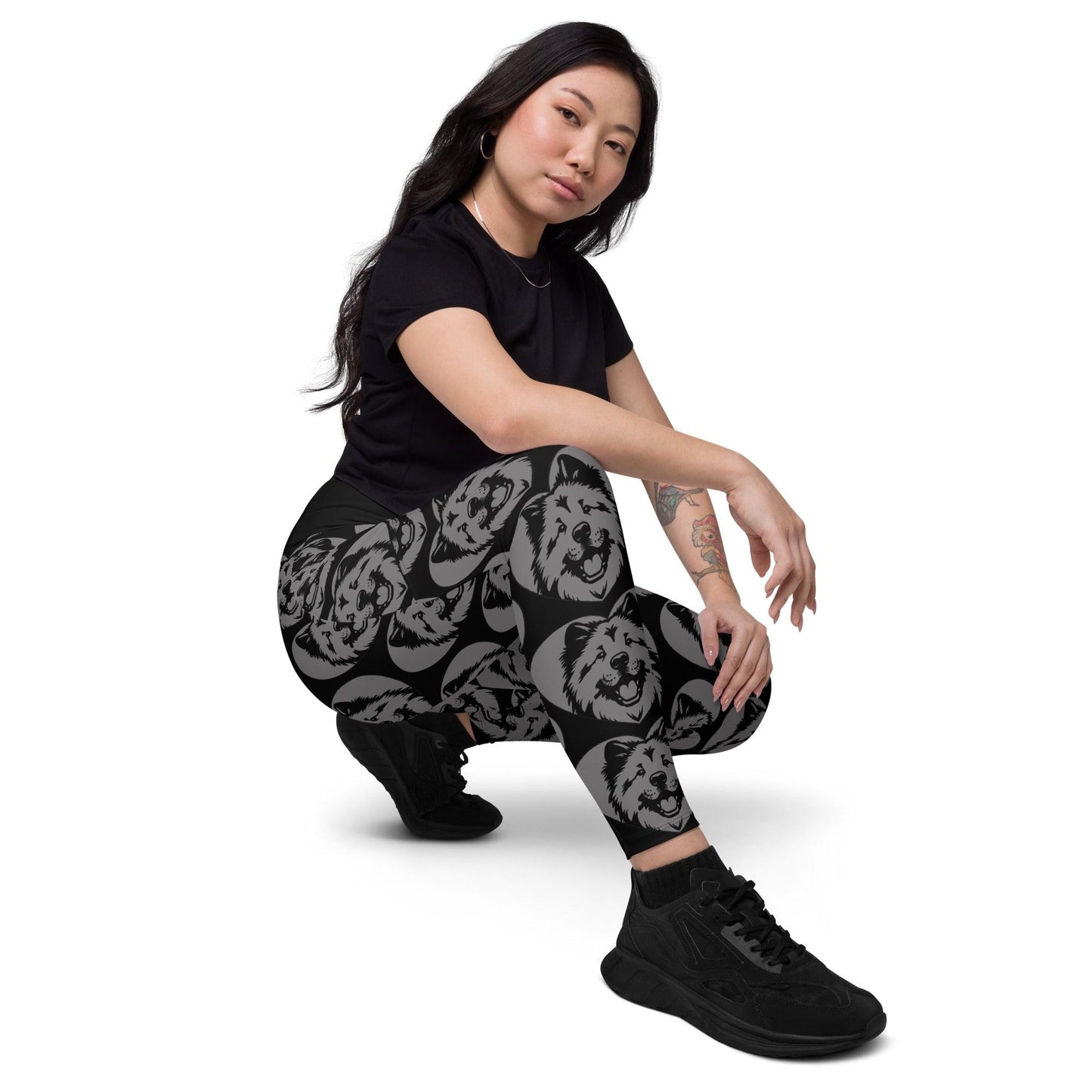 Dog breed leggings with pockets - EURASIER - HERTTAHOUND - grey 6XL