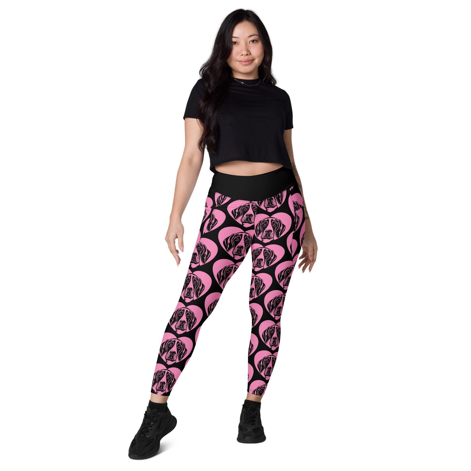 Dog breed leggings with pockets - FINNISH HOUND - HERTTAHOUND - pink