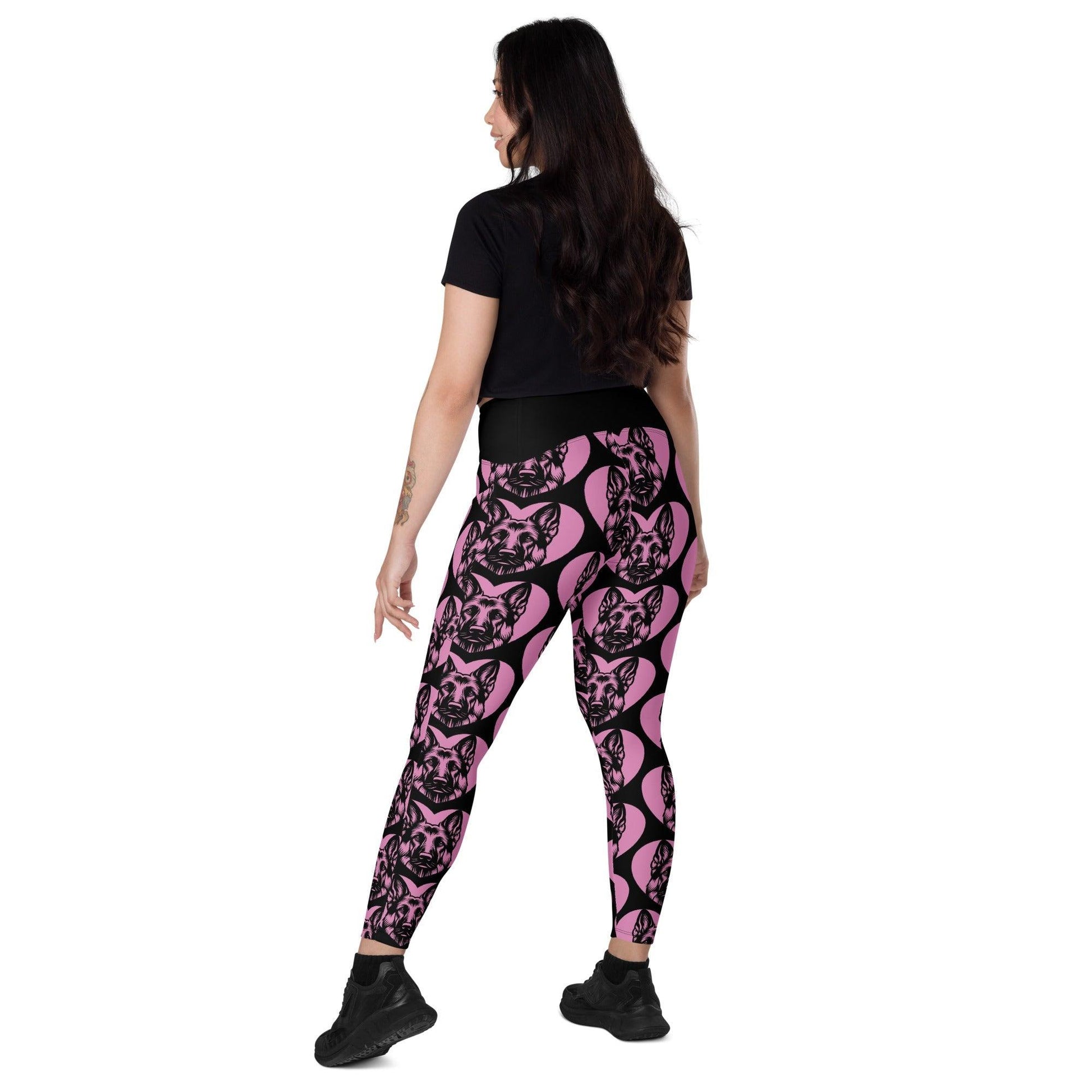 Dog breed leggings with pockets - GERMAN SHEPHERD - HERTTAHOUND - pink