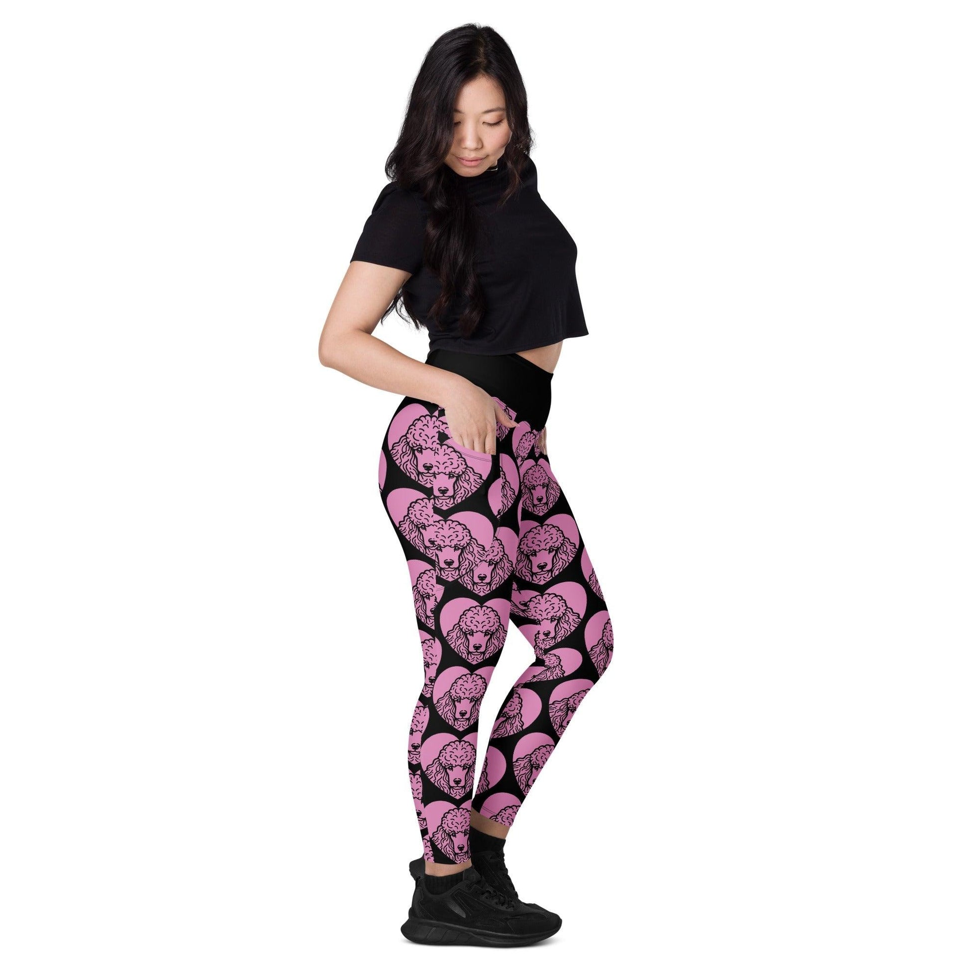 Dog breed leggings with pockets - GIANT POODLE - HERTTAHOUND - pink