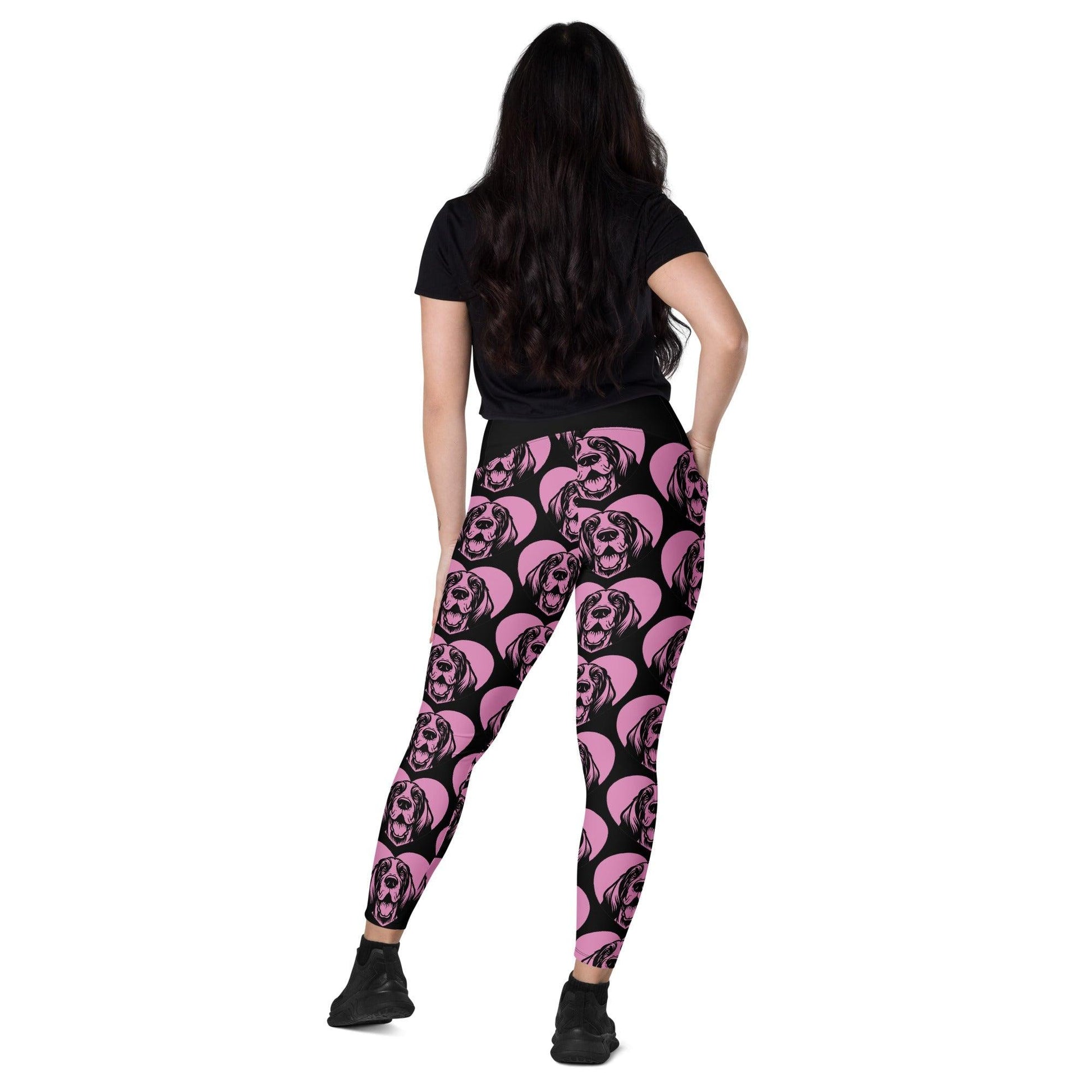 Dog breed leggings with pockets - GRAND BASSET GRIFFON VENDÉEN - HERTTAHOUND - pink